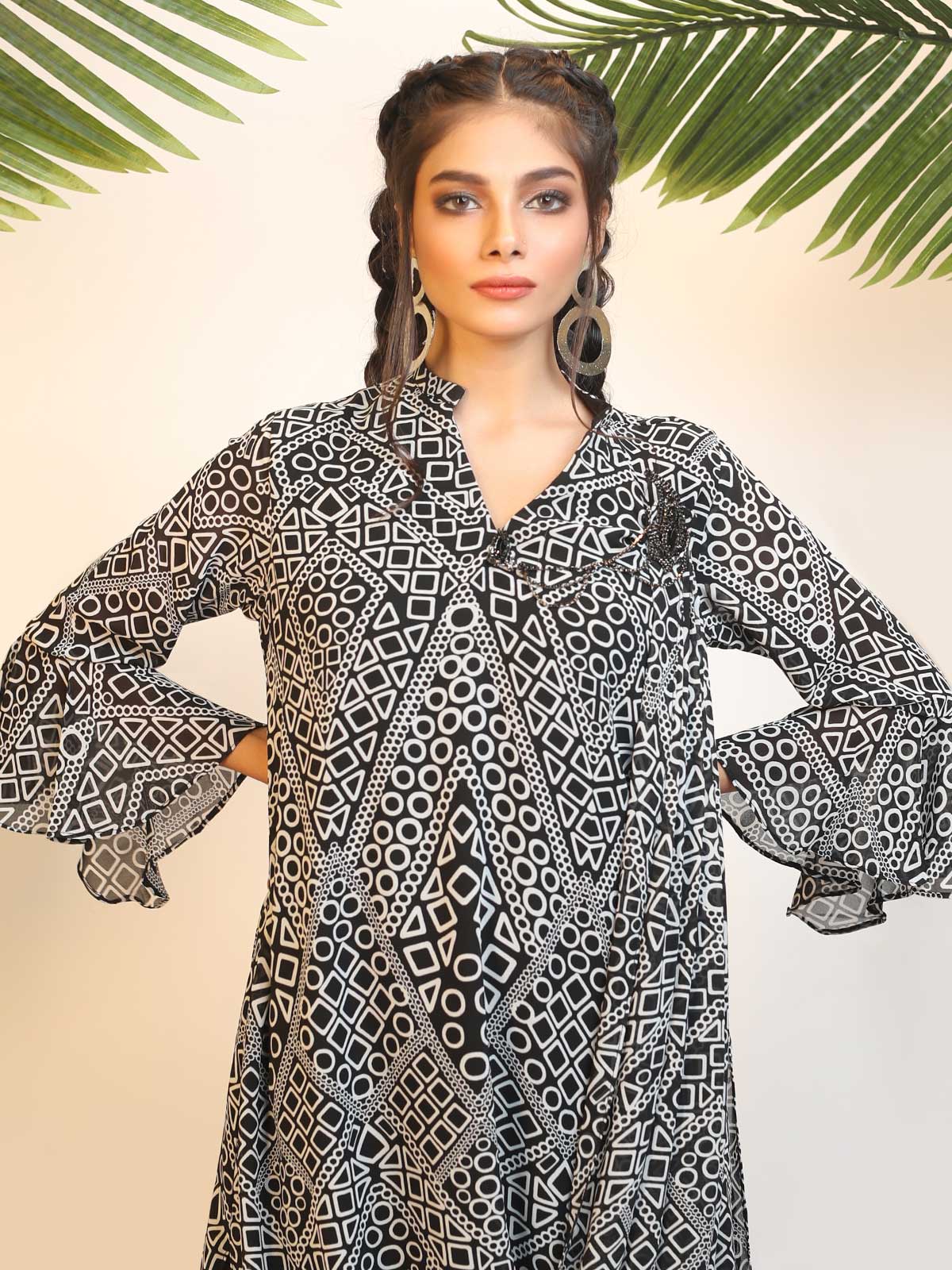 Women's Black & White Western Top - ELTW18-66656 - Image 3
