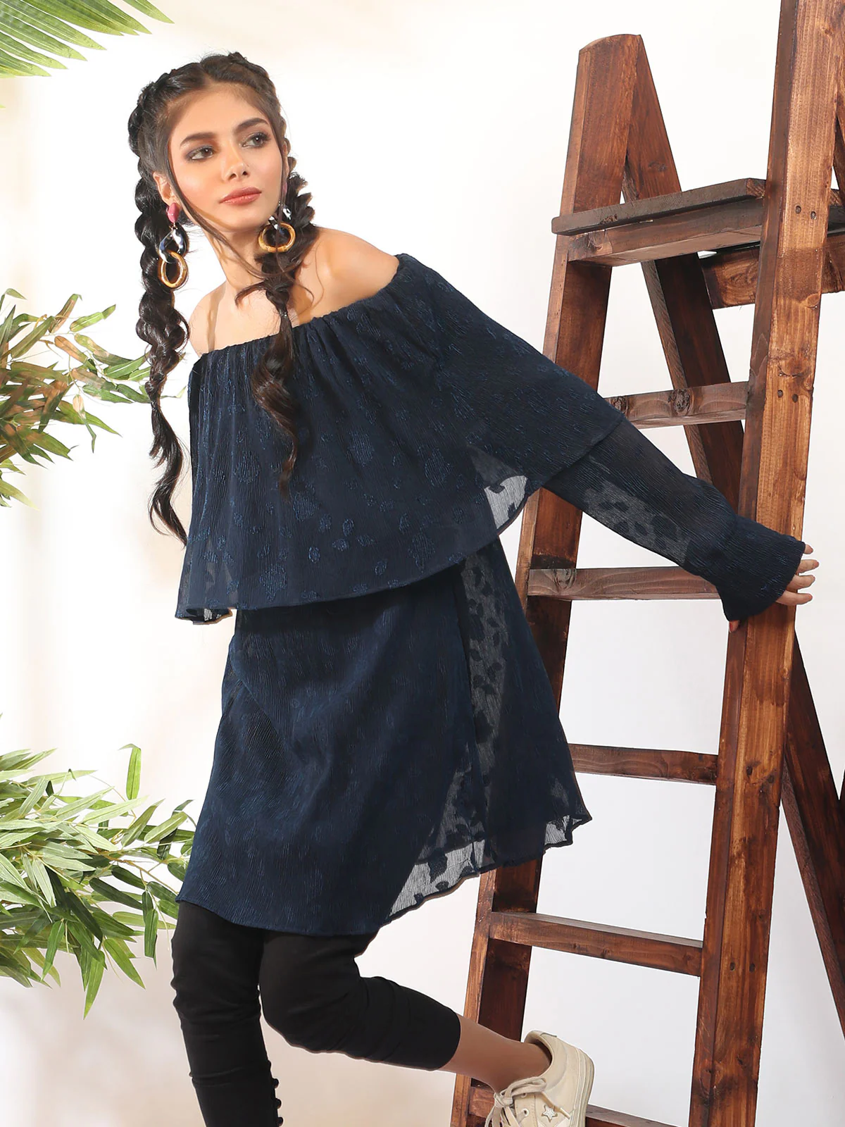 Women's Navy Blue Western Top - ELTW18-66658 - Image 2