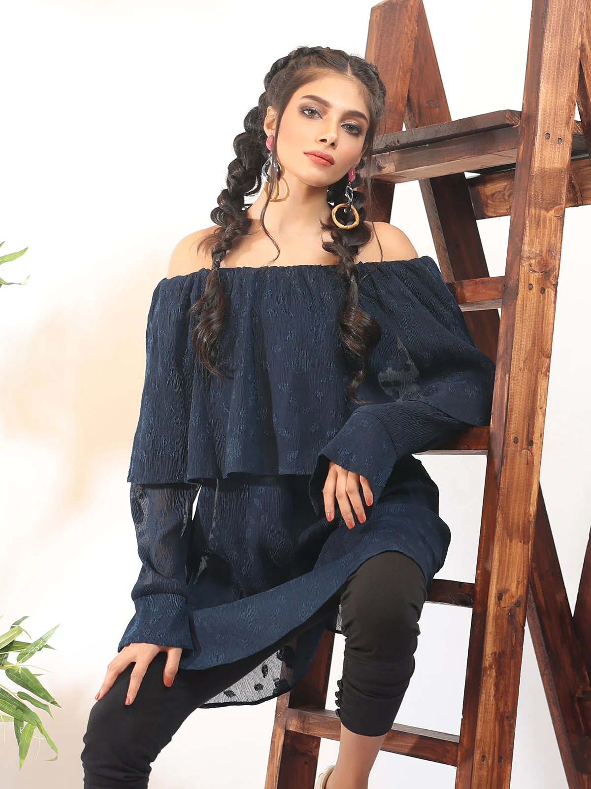 Women's Navy Blue Western Top - ELTW18-66658 - Image 3