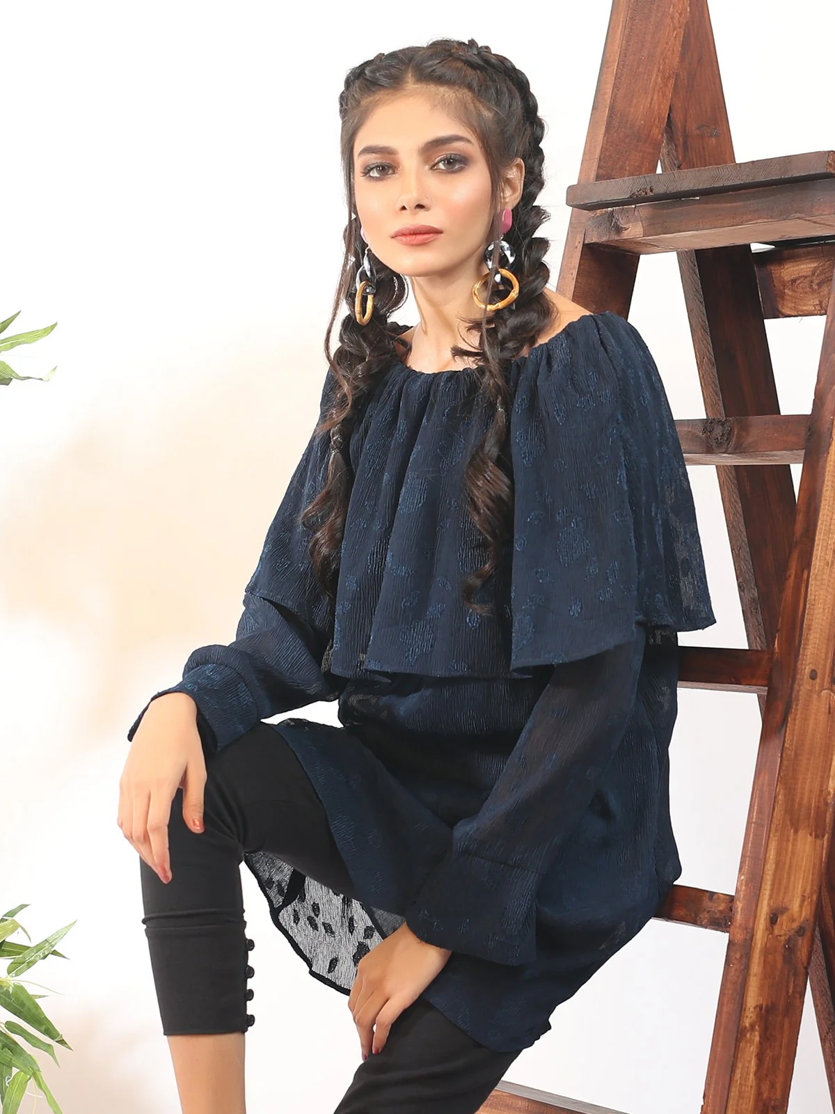 Women's Navy Blue Western Top - ELTW18-66658 - Image 4