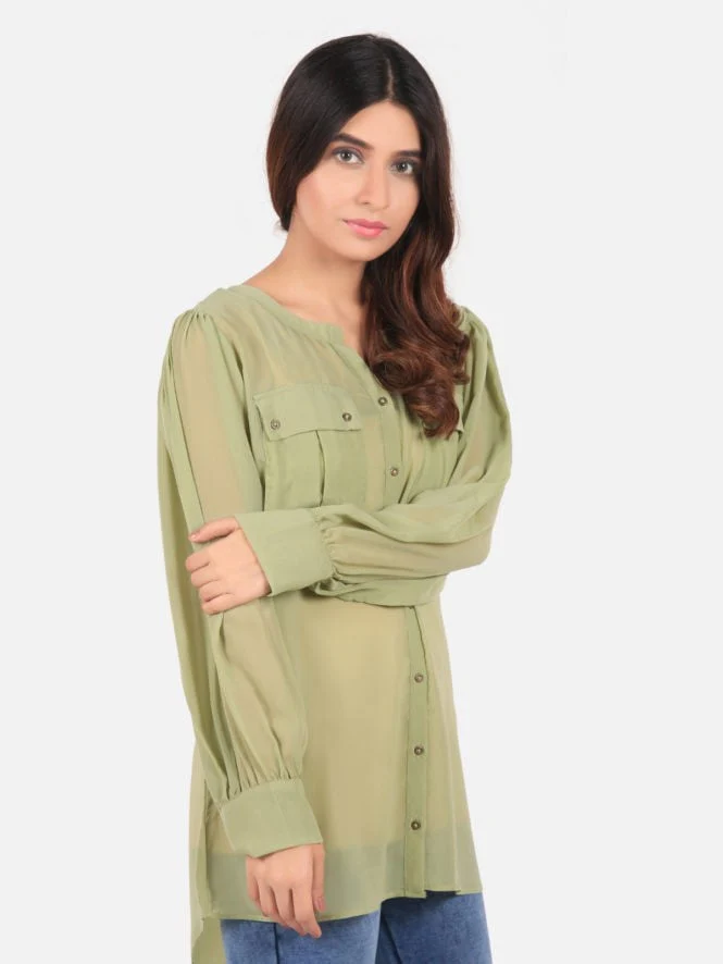 Women's Light Green Western Top - ELTW19-66567 - Image 2