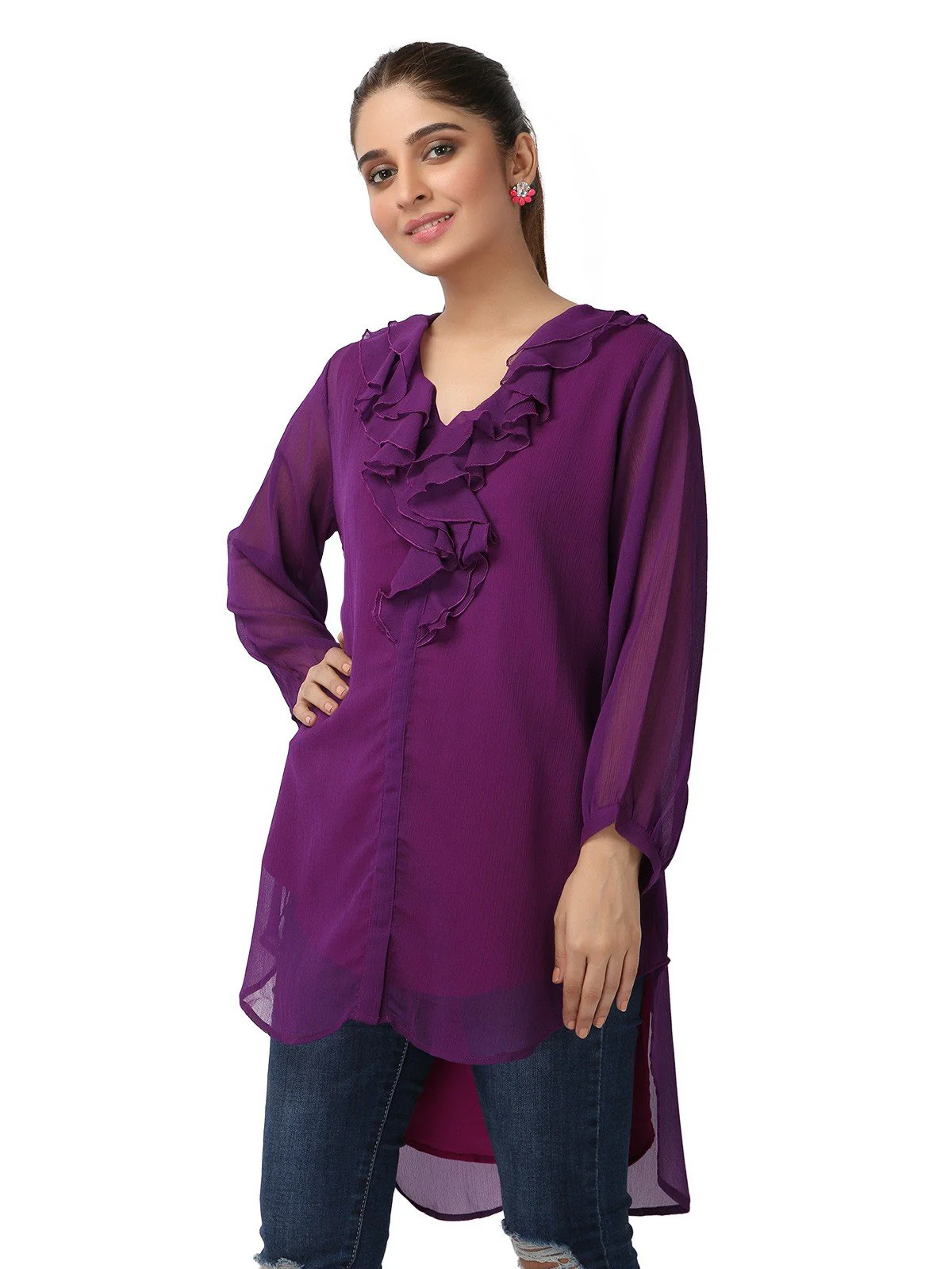 Women's Purple Western Top - ELTW19-66581 - Image 2