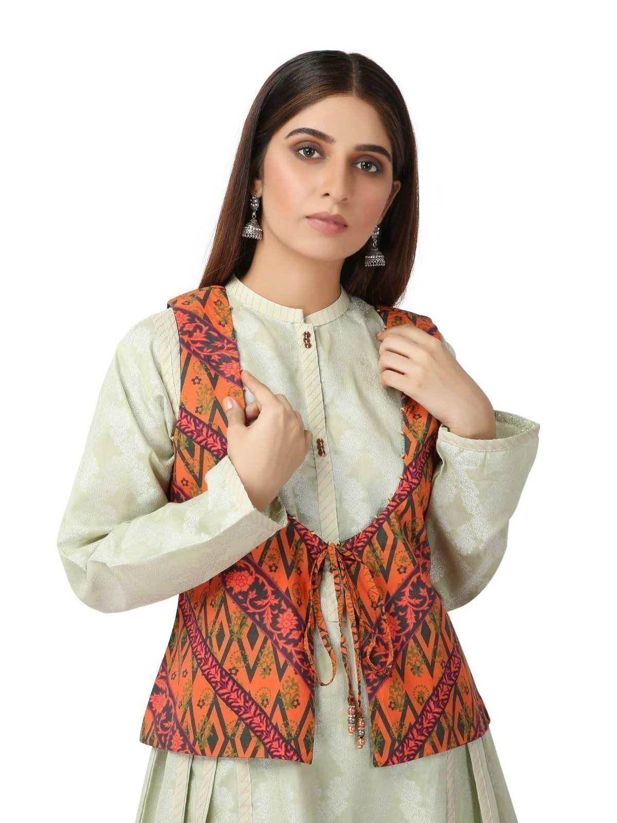 Women's Orange Waist Coat - ELTWC19-66949 - Image 2