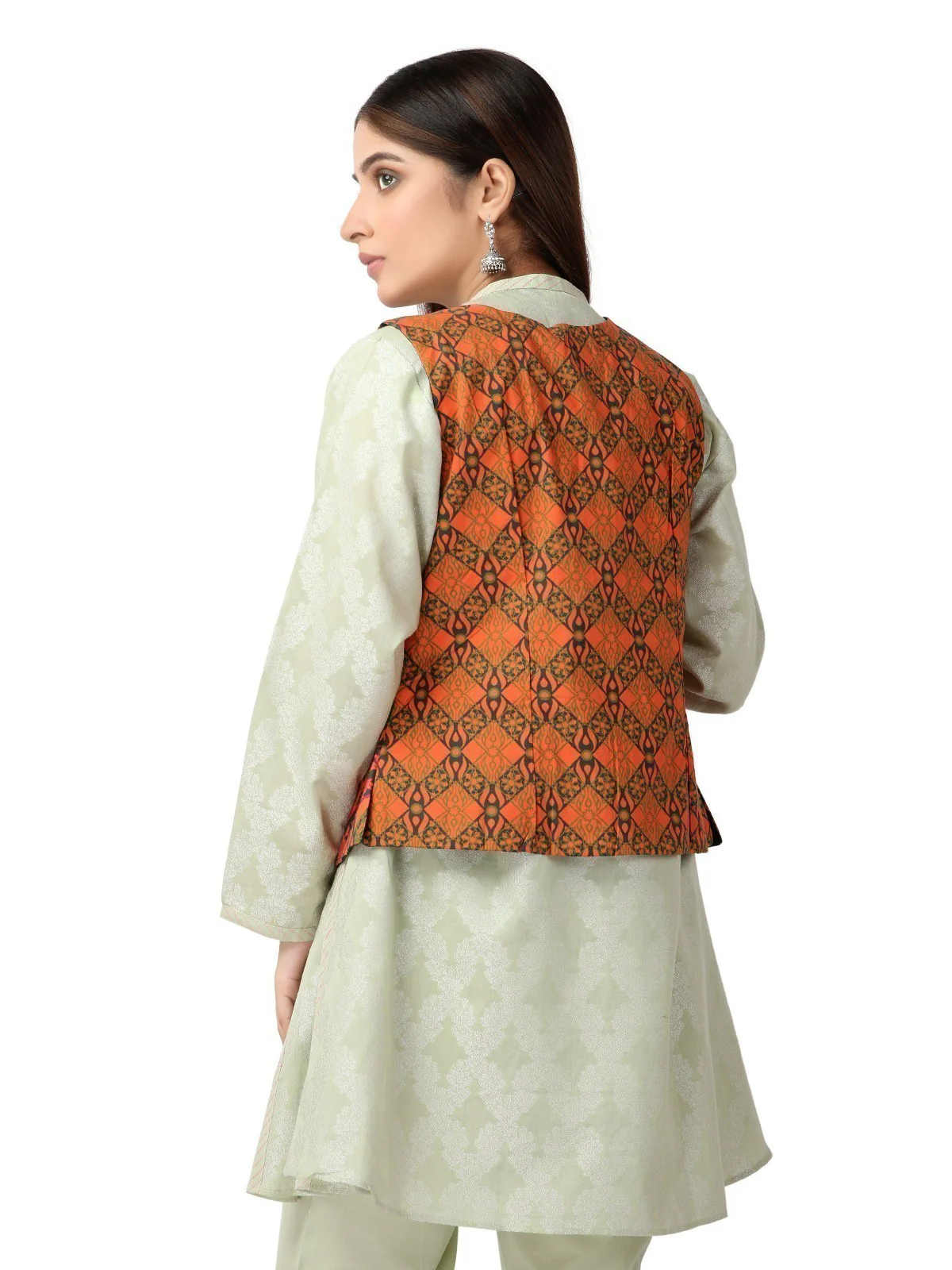 Women's Orange Waist Coat - ELTWC19-66949 - Image 3