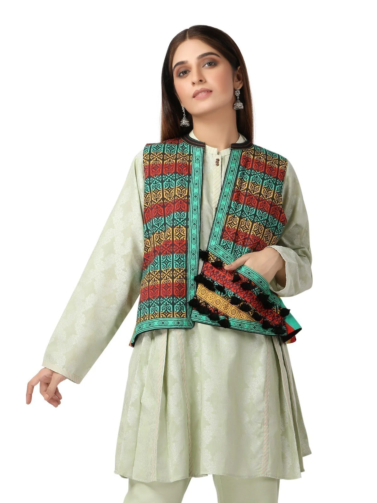 Women's Black Multi Waist Coat - ELTWC19-66950 - Image 2