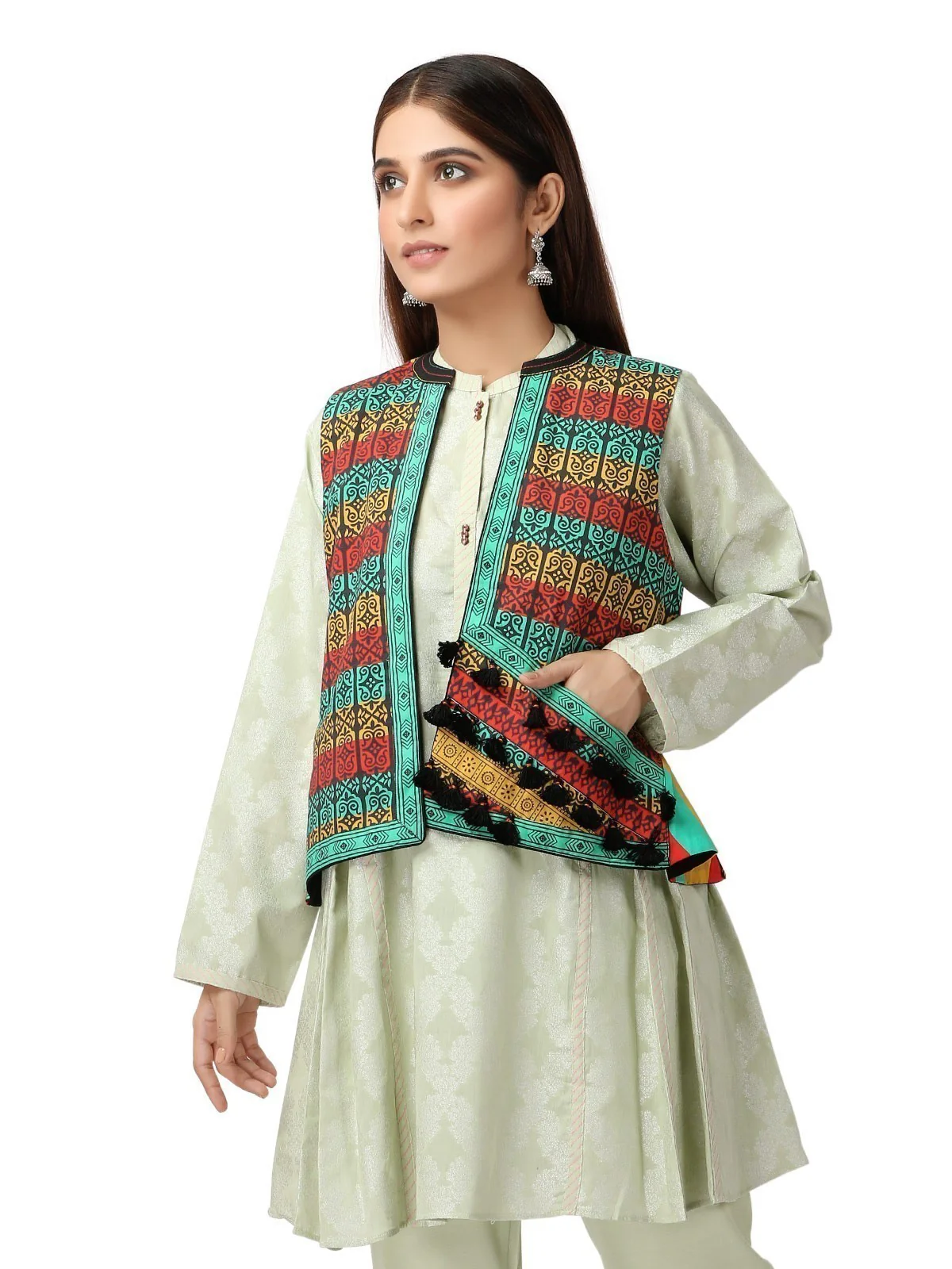 Women's Black Multi Waist Coat - ELTWC19-66950 - Image 3