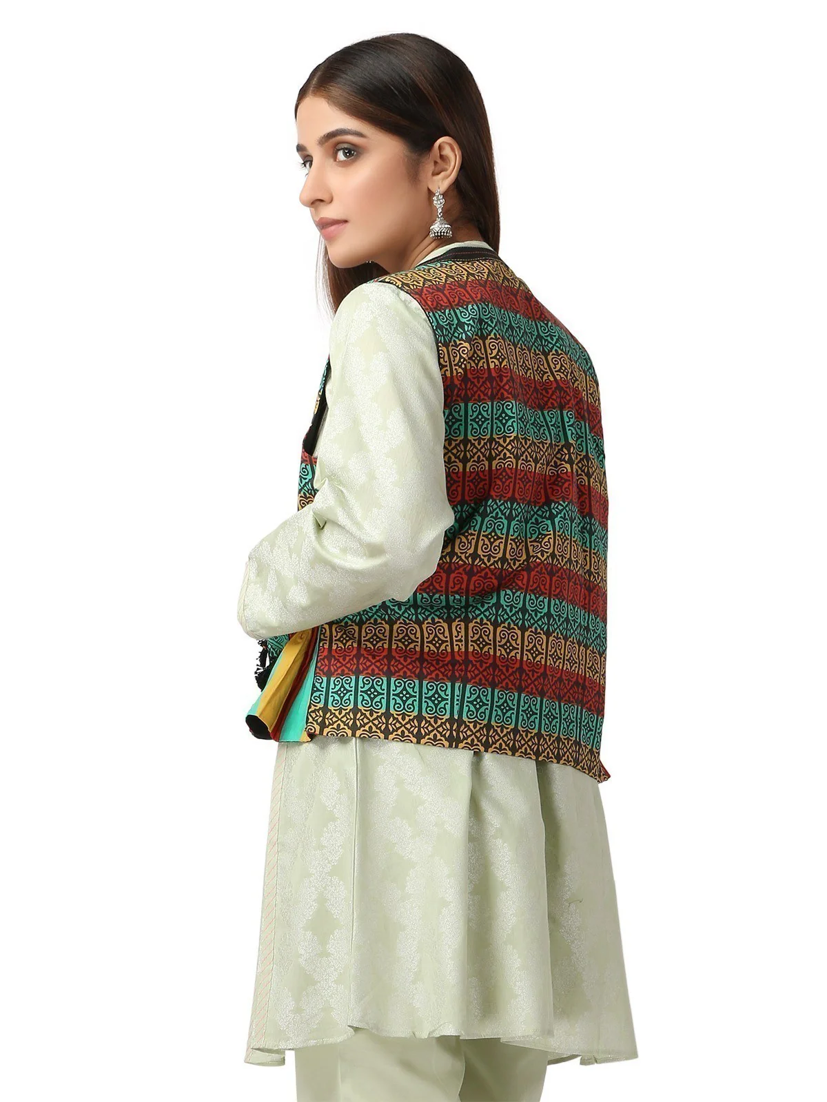 Women's Black Multi Waist Coat - ELTWC19-66950 - Image 4