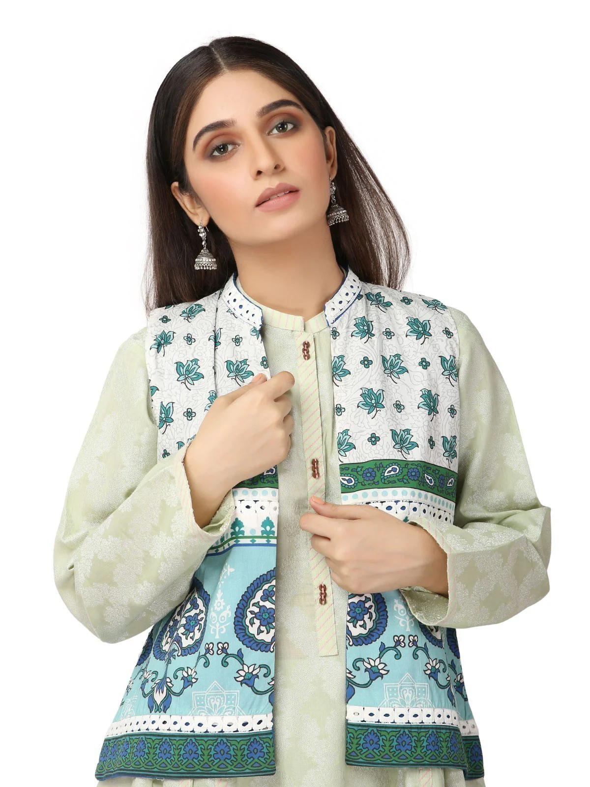Women's White Multi Waist Coat - ELTWC19-66951 - Image 2