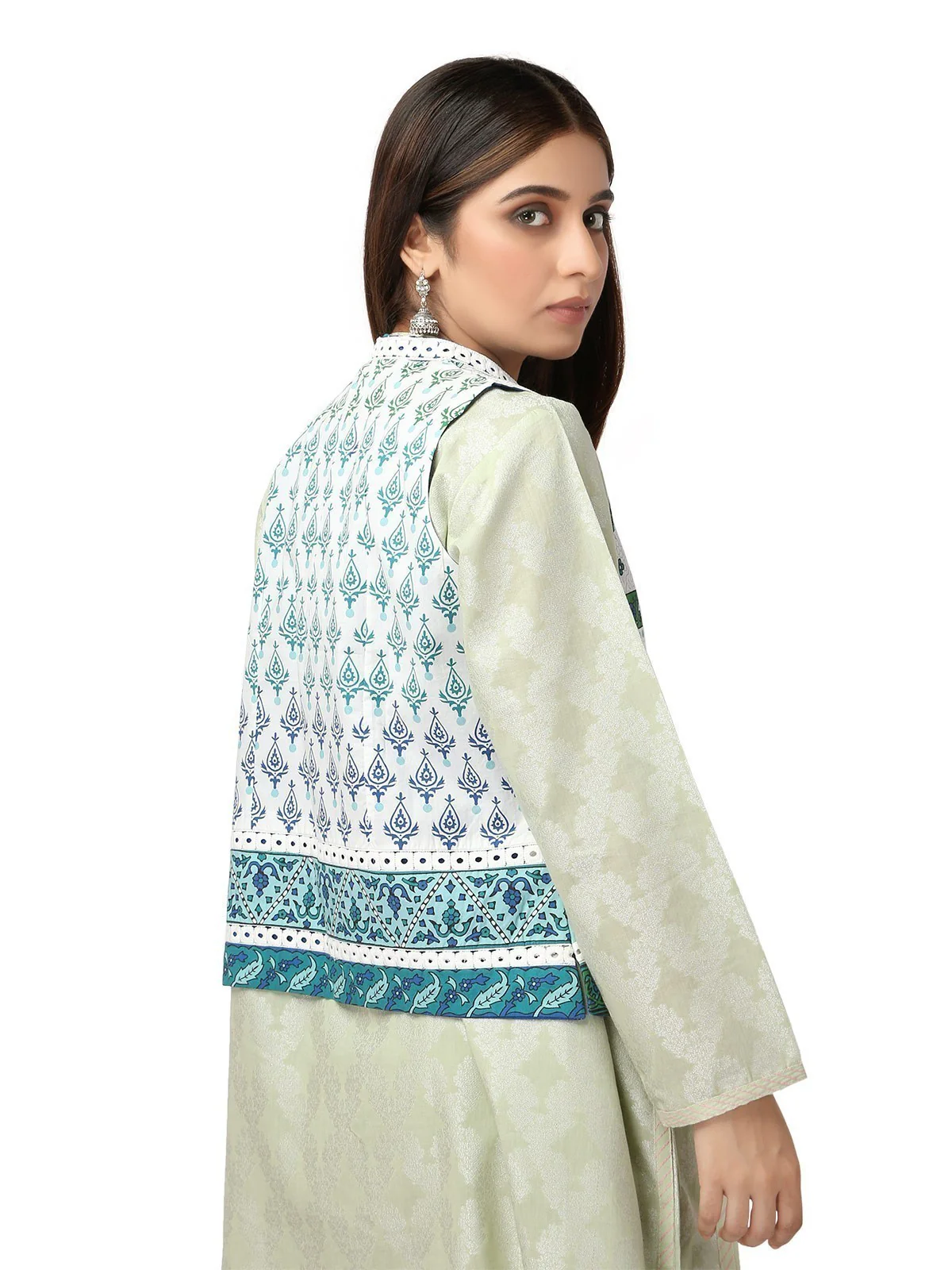 Women's White Multi Waist Coat - ELTWC19-66951 - Image 4