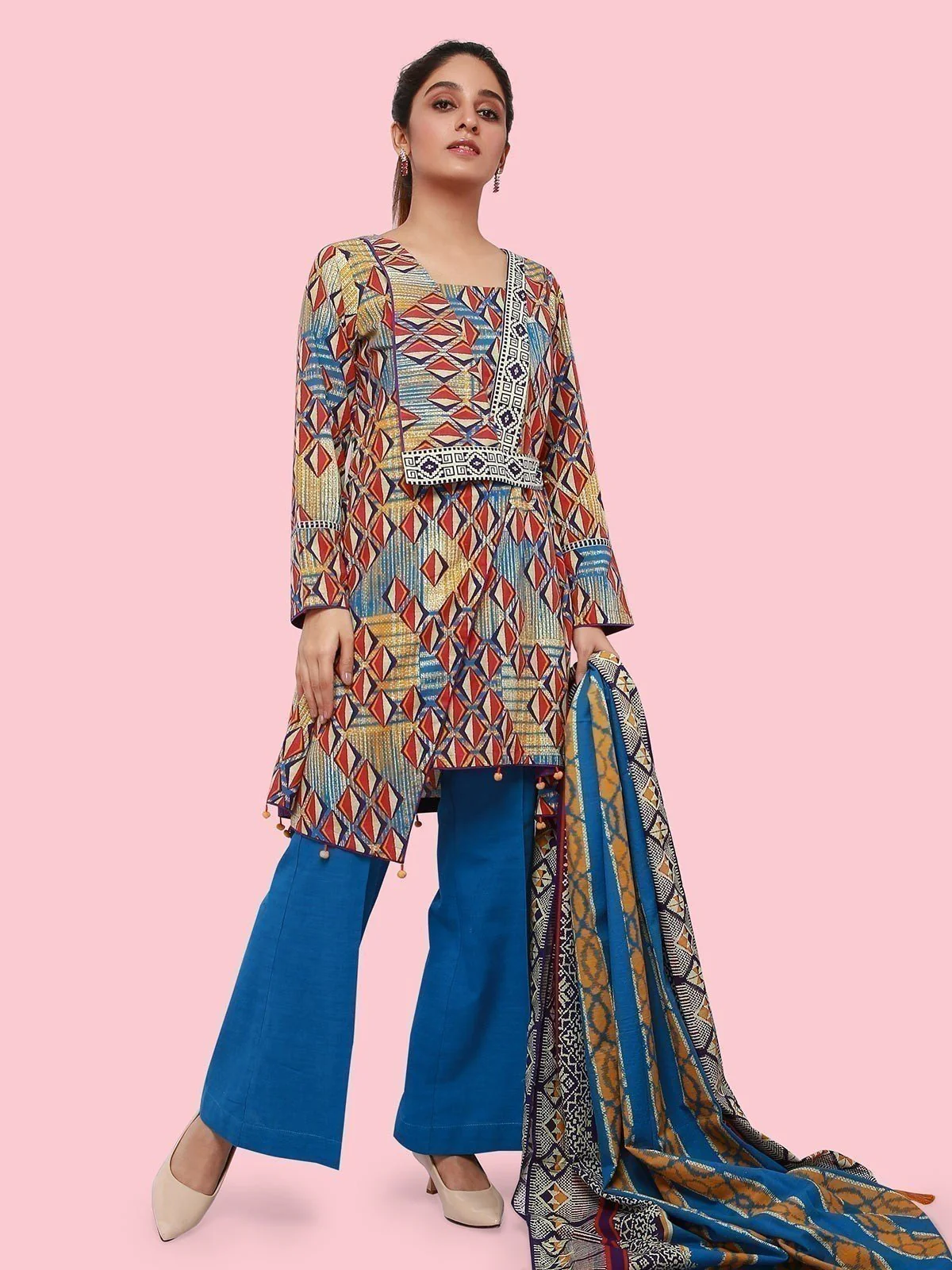 Unstitched Printed Khaddar Suit - ELU19A10-19886