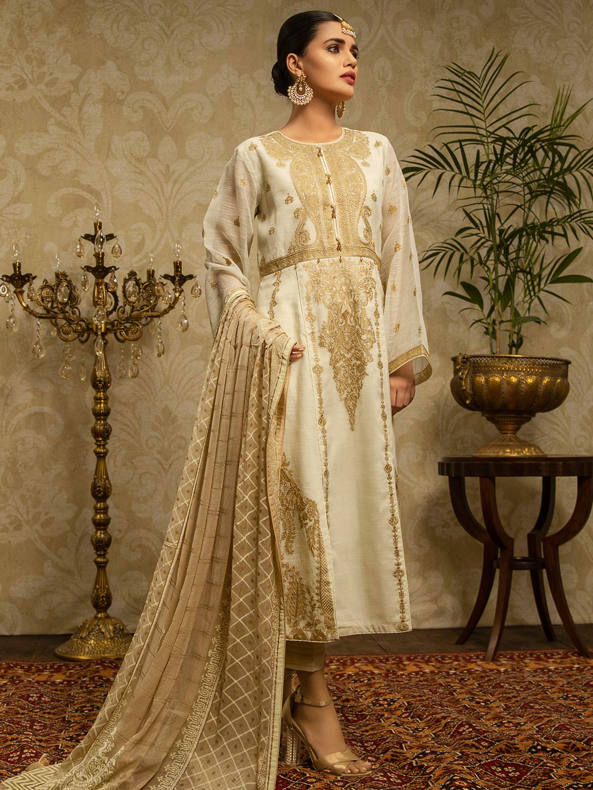 Unstitched Embroidered Viscose Suit - ELU19C9-19946