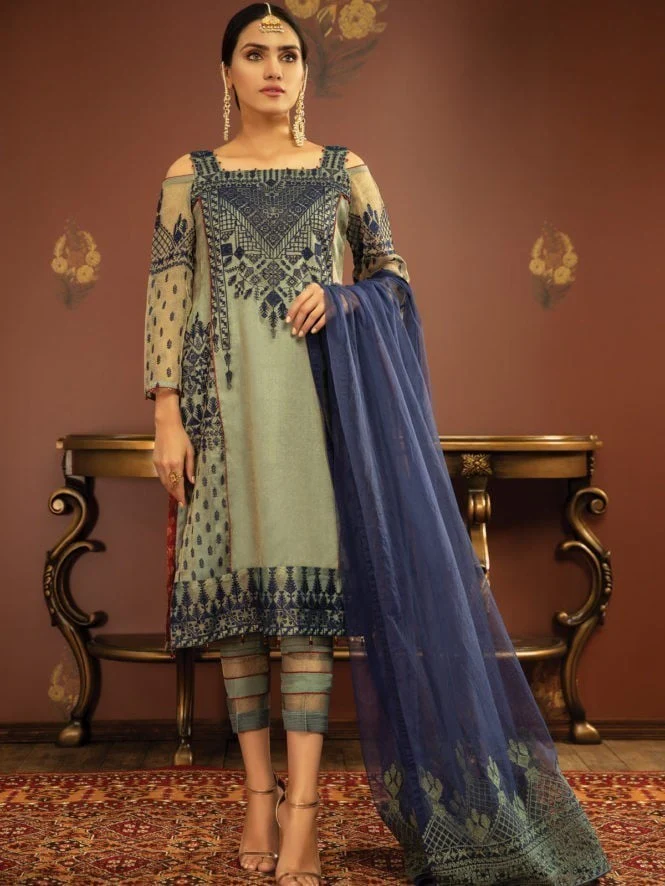 Unstitched Embroidered Viscose Suit - ELU19C9-19948