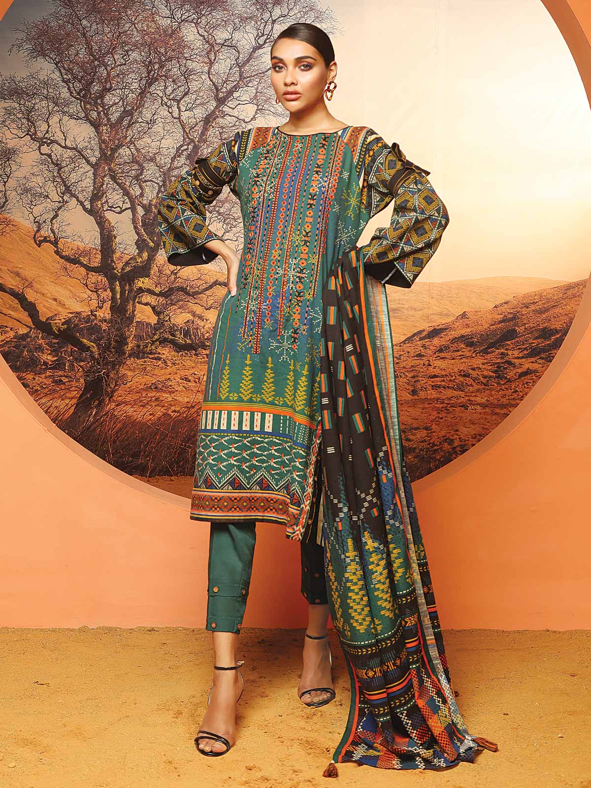 Unstitched Embroidered Khaddar Suit - ELU19W8-19841