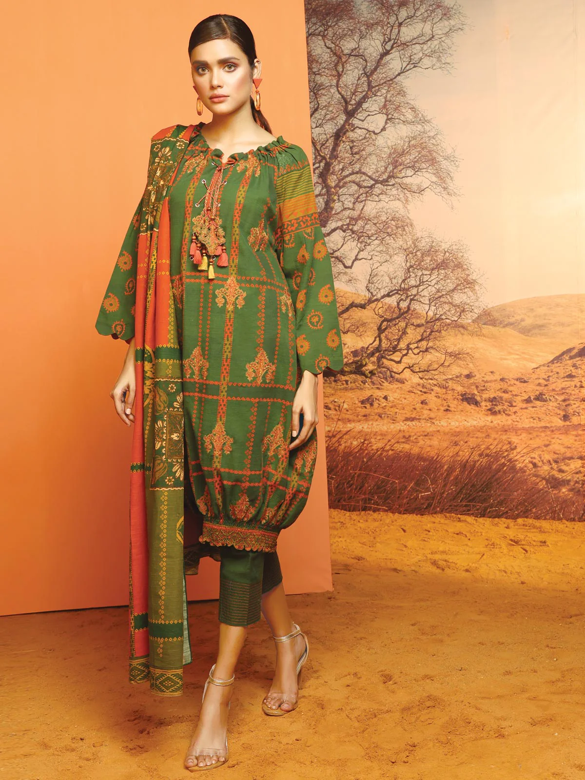 Unstitched Embroidered Khaddar Suit - ELU19W8-19846