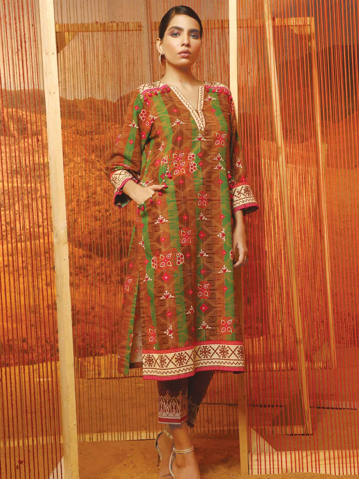 Unstitched Embroidered Khaddar Shirt Trouser - ELU19W8-19851