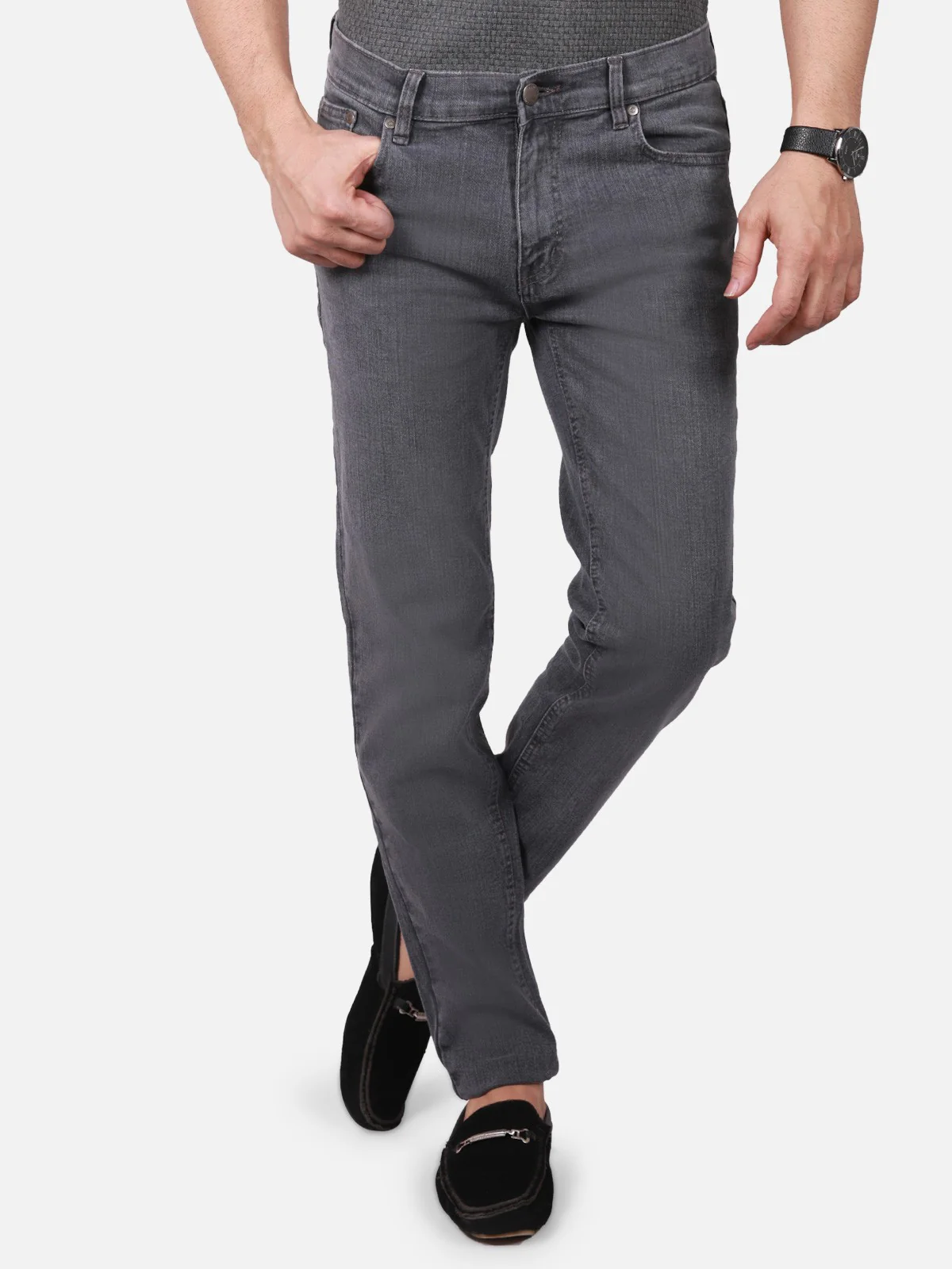 Men's Dark Grey Jeans - EMBPD18-004 - Image 2