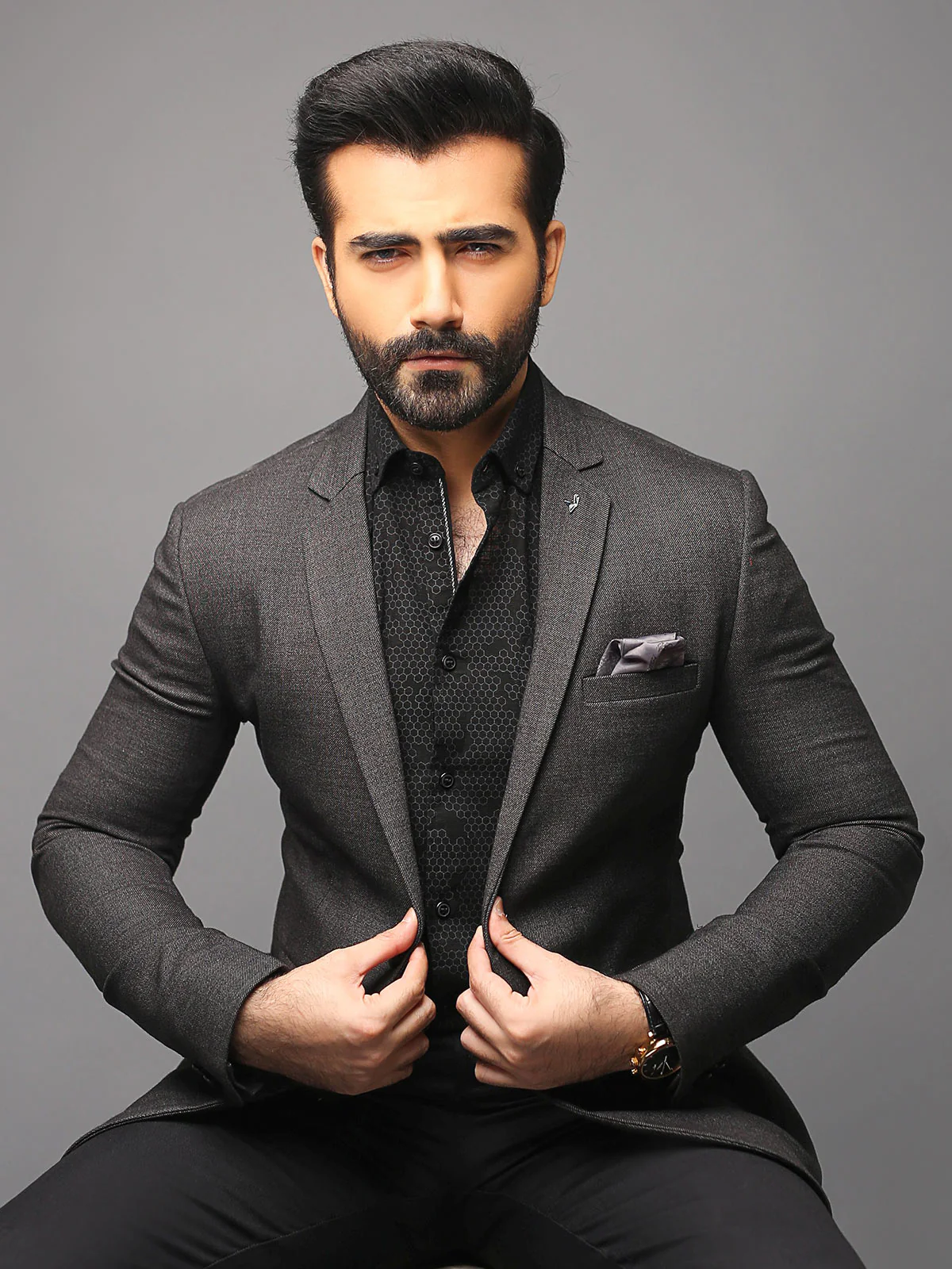 Men's Charcoal Blazer - EMTB18-6652 - Image 2