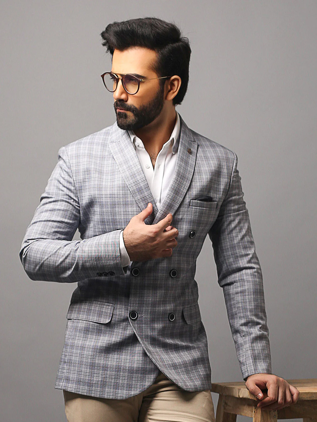 Men's Greyish Blue Blazer - EMTB18-6655 - Image 2