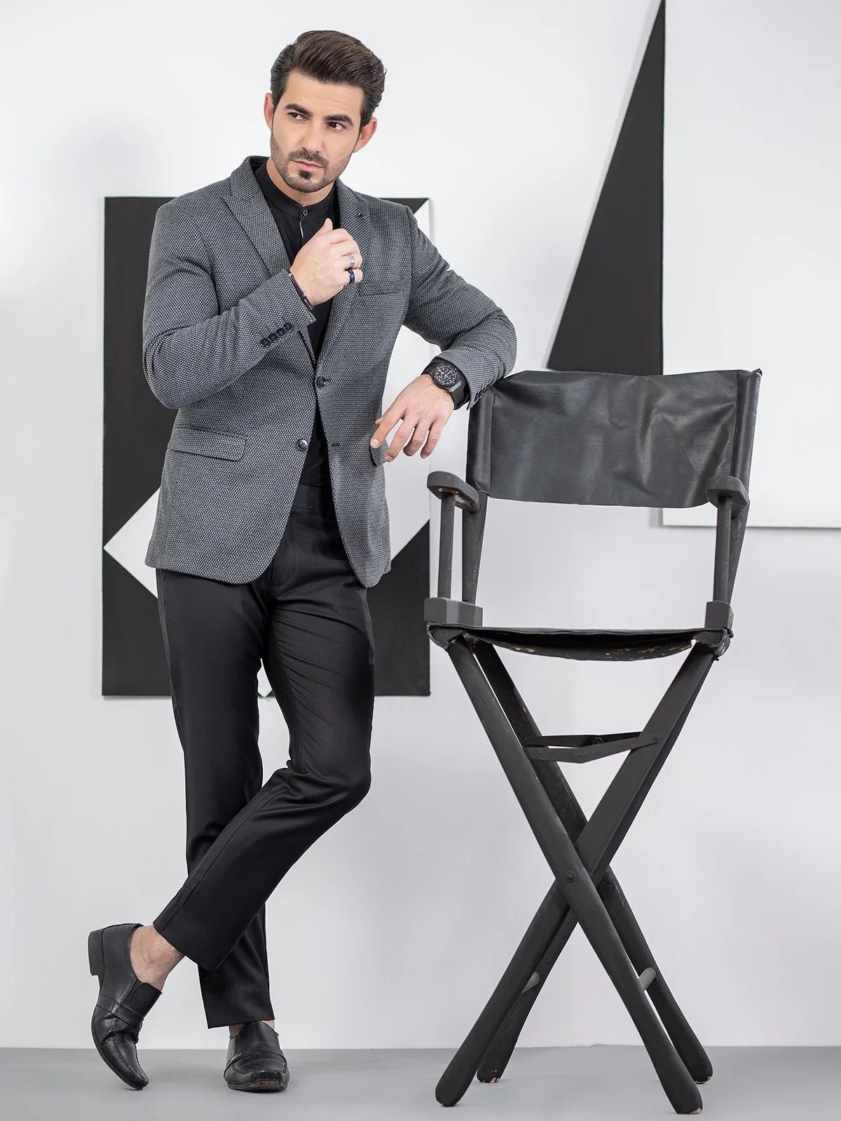 Men's Dark Grey Blazer - EMTB20-8137 - Image 2