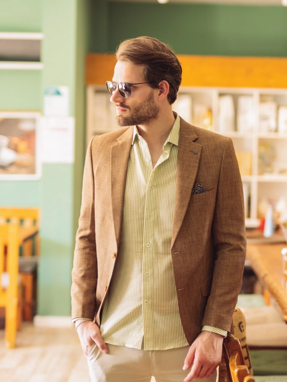 Men's Light Brown Blazer - EMTB20-8156 - Image 5