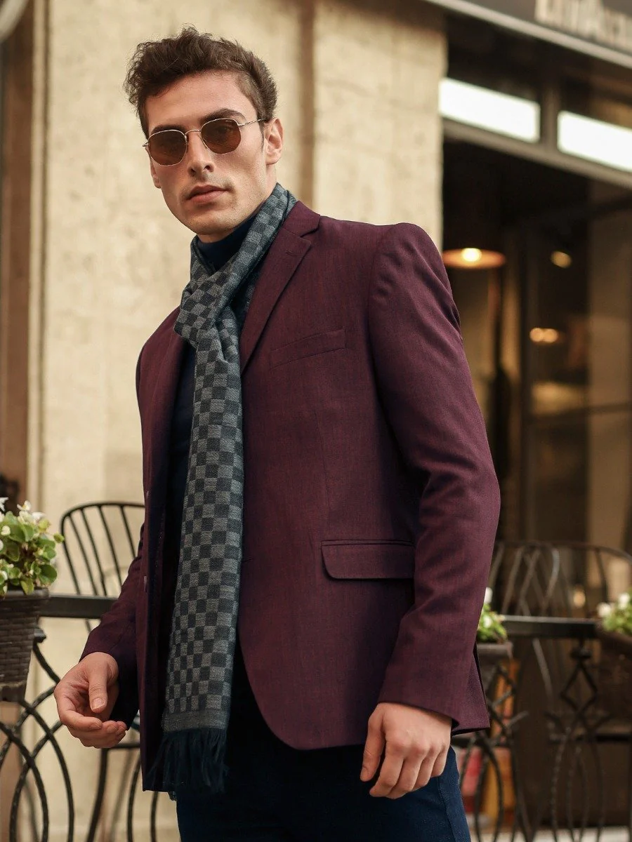 Men's Maroon Blazer - EMTB20-8157 - Image 2