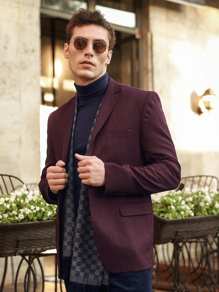 Men's Maroon Blazer - EMTB20-8157 - Image 3