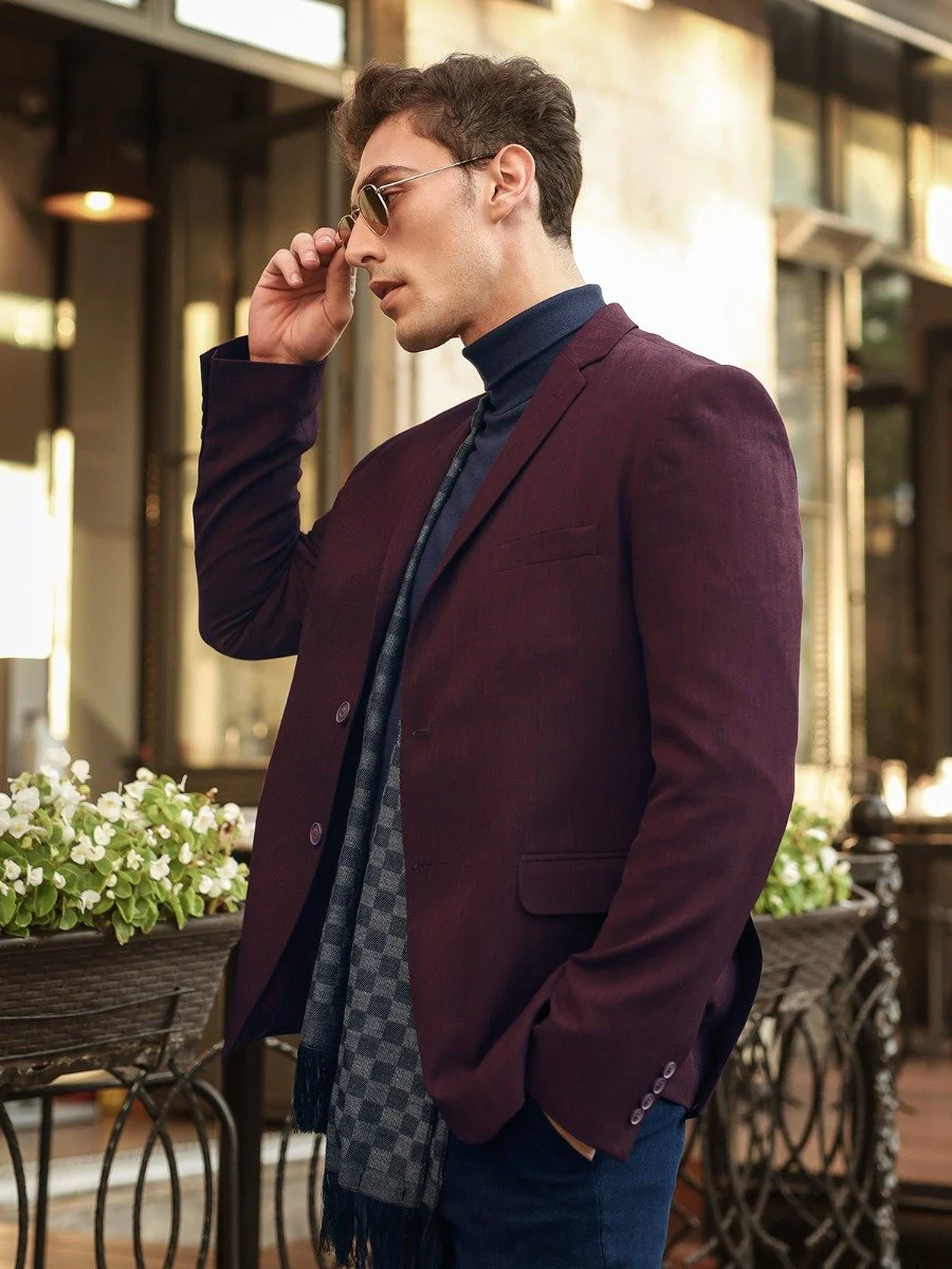 Men's Maroon Blazer - EMTB20-8157 - Image 4