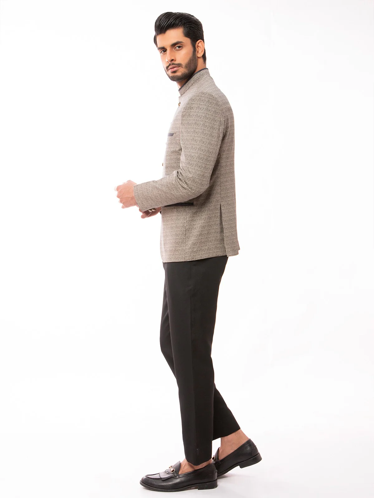 Men's Beige Blazer Ceremonial - EMTBP19-005 - Image 3