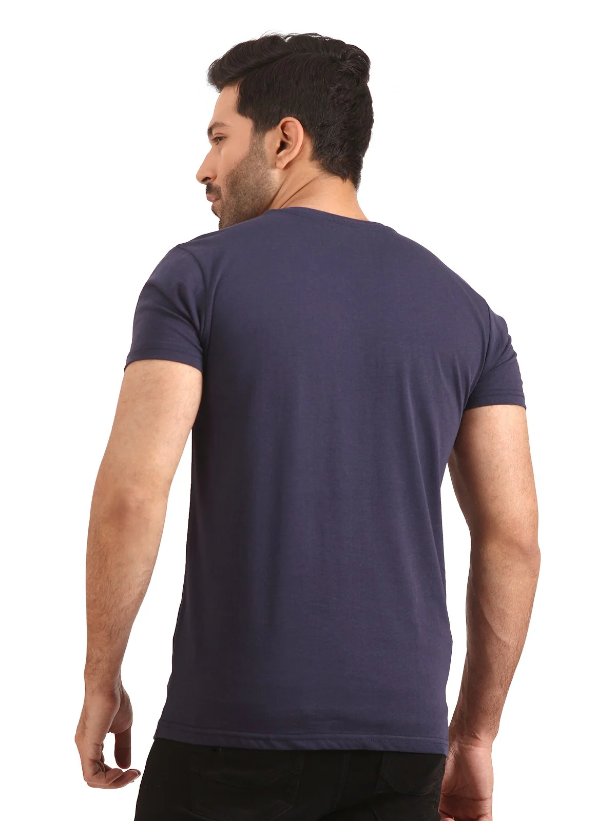 Men's Navy Blue Basic Tee - EMTBT20-012 - Image 2