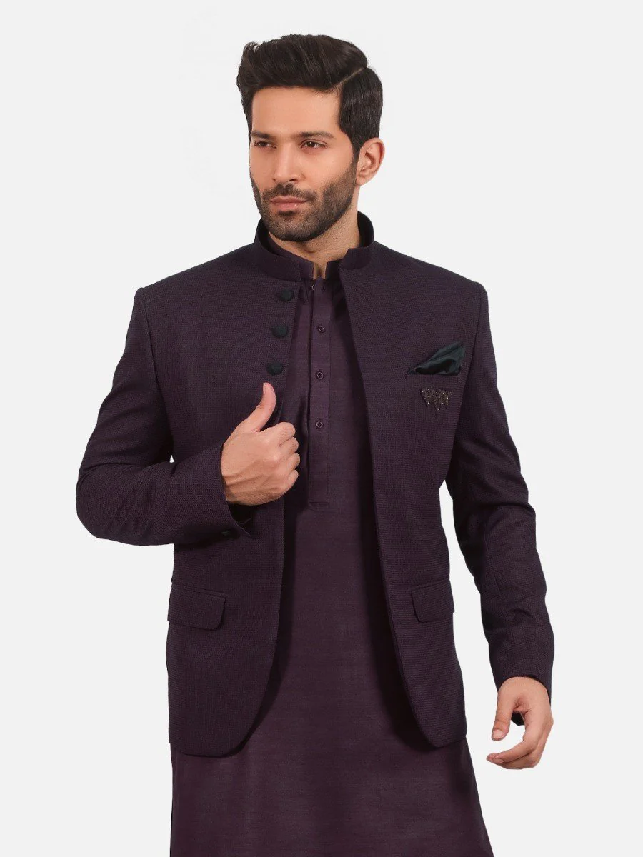 Men's Plum Waist Coat Suit - EMTCS20-99012 - Image 2