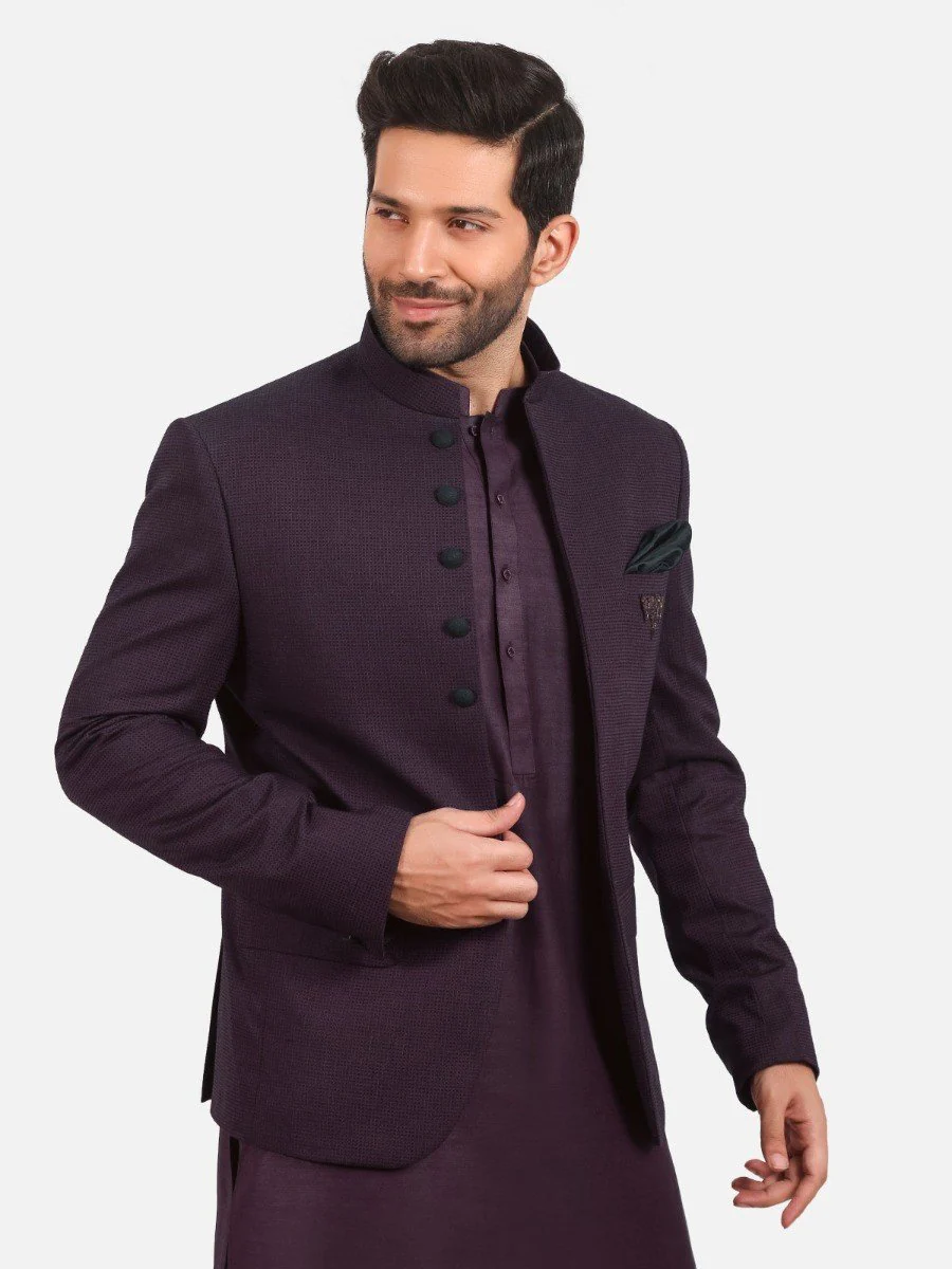 Men's Plum Waist Coat Suit - EMTCS20-99012 - Image 3