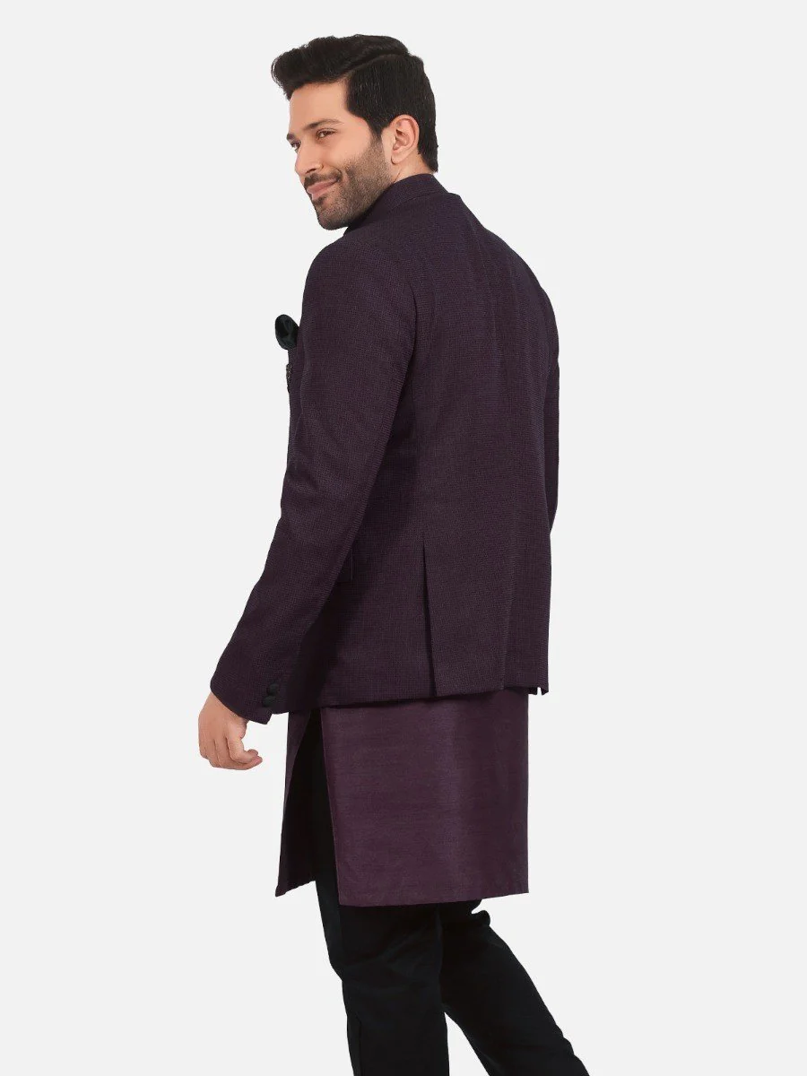 Men's Plum Waist Coat Suit - EMTCS20-99012 - Image 5
