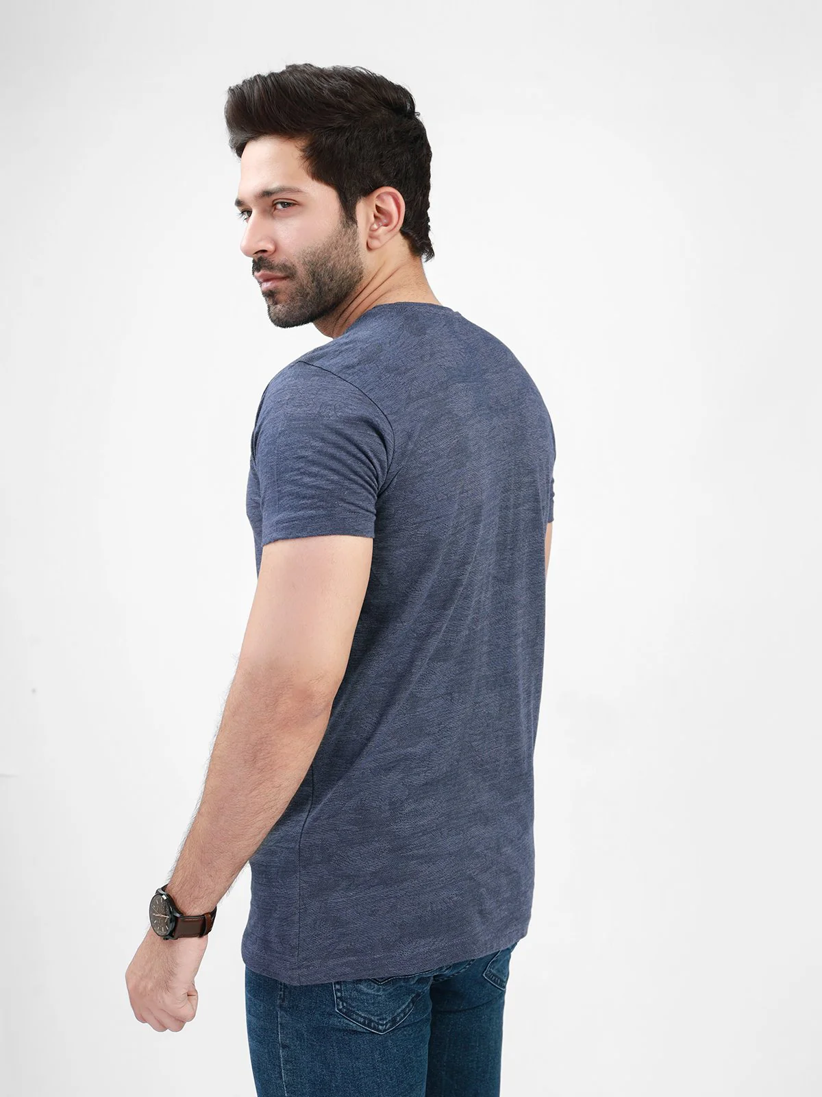 Men's Indigo Blue Graphic Tee - EMTGT20-008 - Image 3