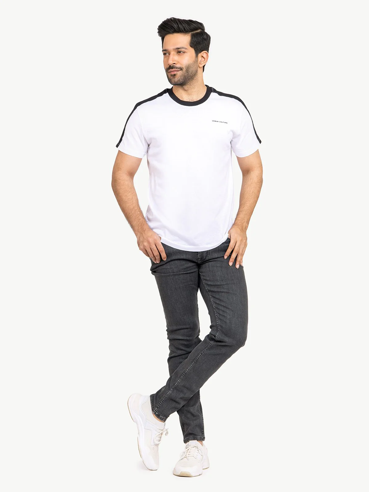 Men's White & Black Graphic Tee - EMTGT21-008 - Image 3