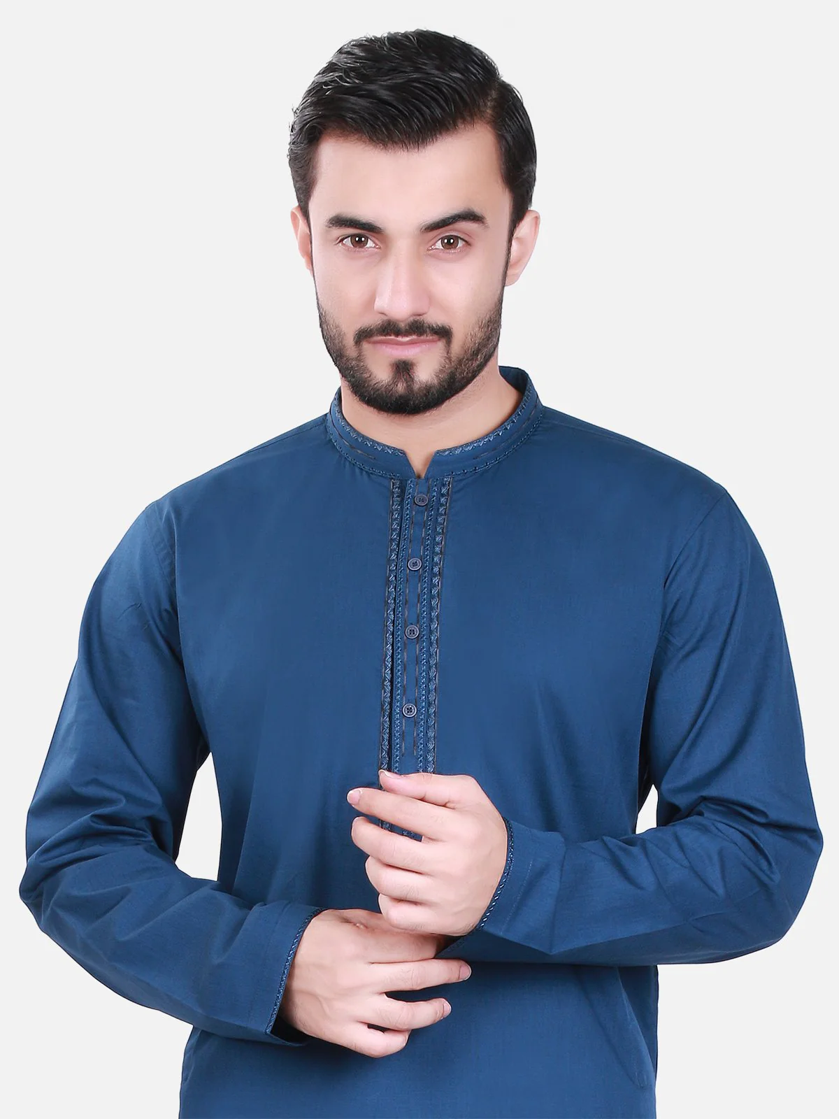 Men's Black Kurta - EMTK17S-9401 - Image 2