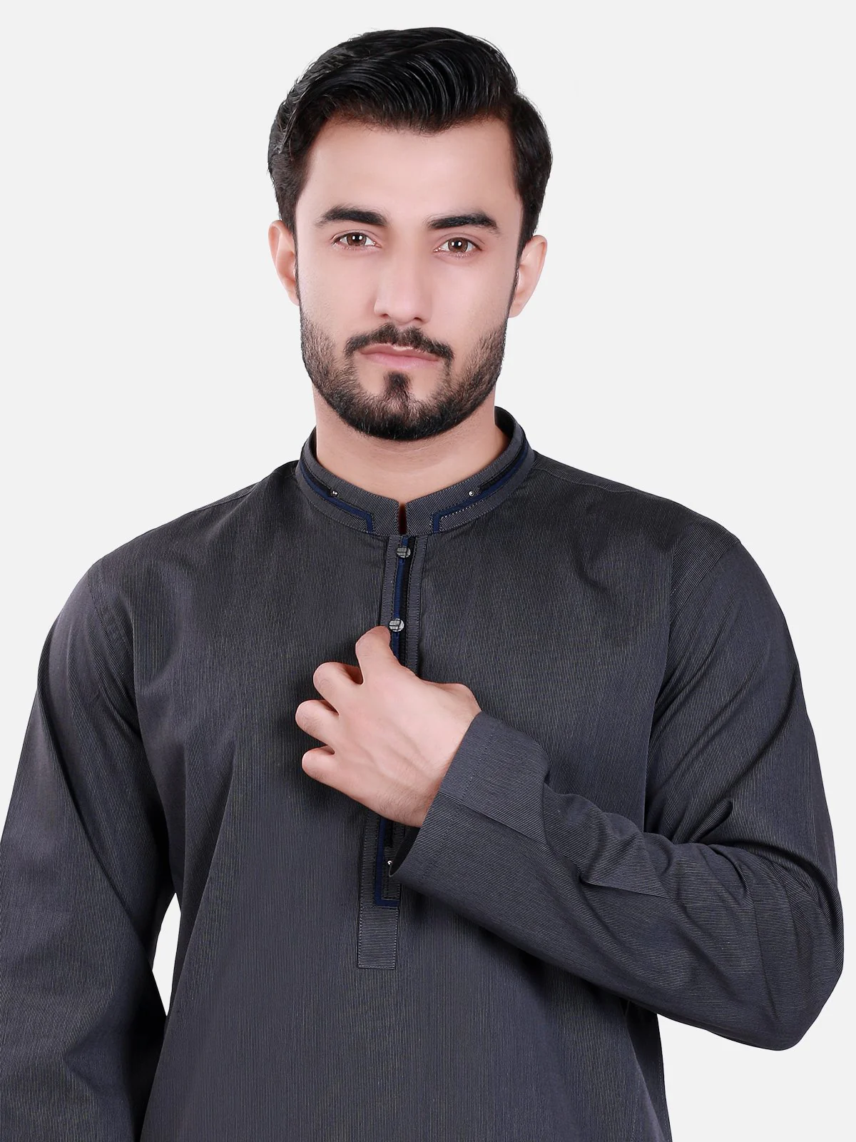 Men's Dark Grey Kurta - EMTK17S-9403 - Image 2