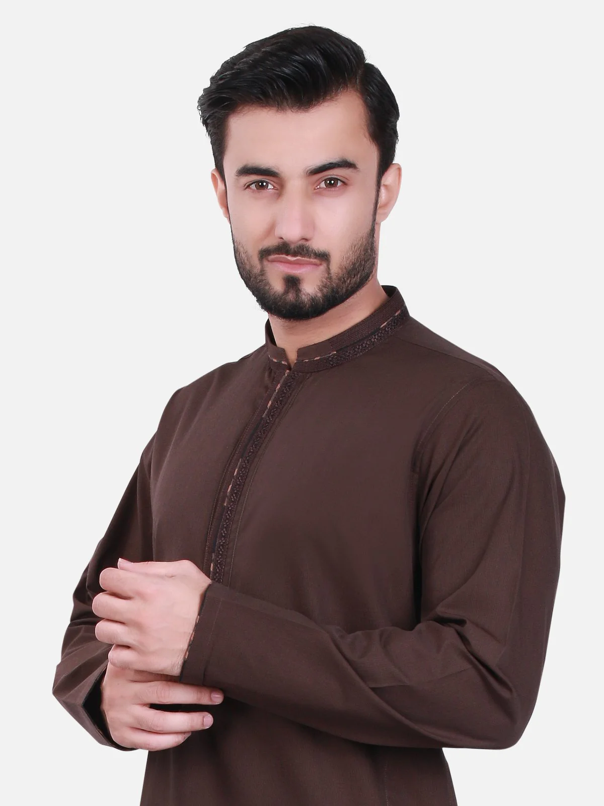 Men's Brown Kurta - EMTK17S-9406 - Image 2
