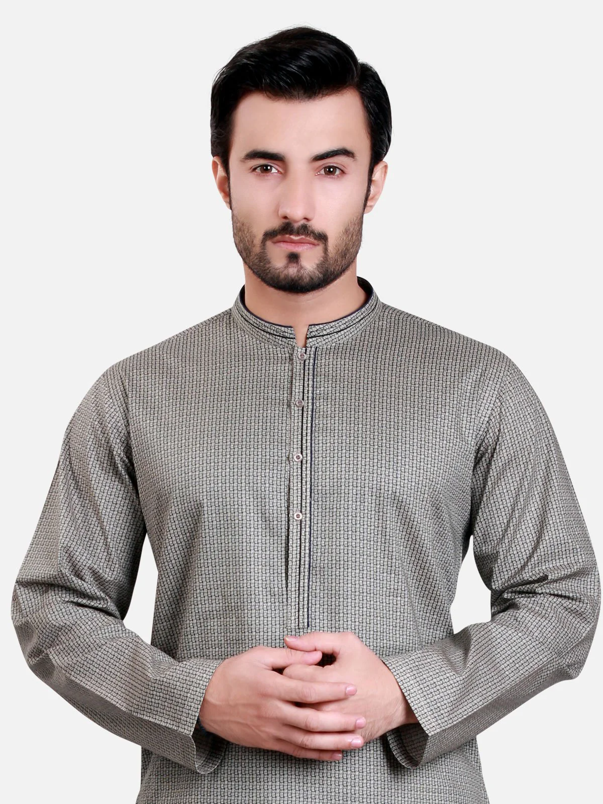 Men's Olive Kurta - EMTK17S-9407 - Image 2
