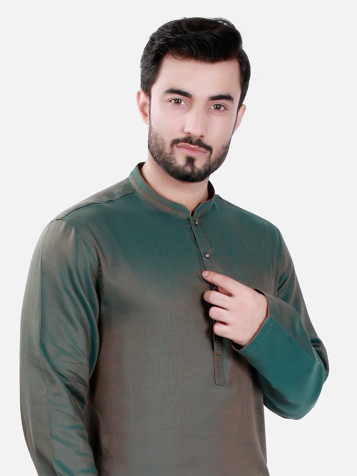 Men's Green Kurta - EMTK17S-9433 - Image 2