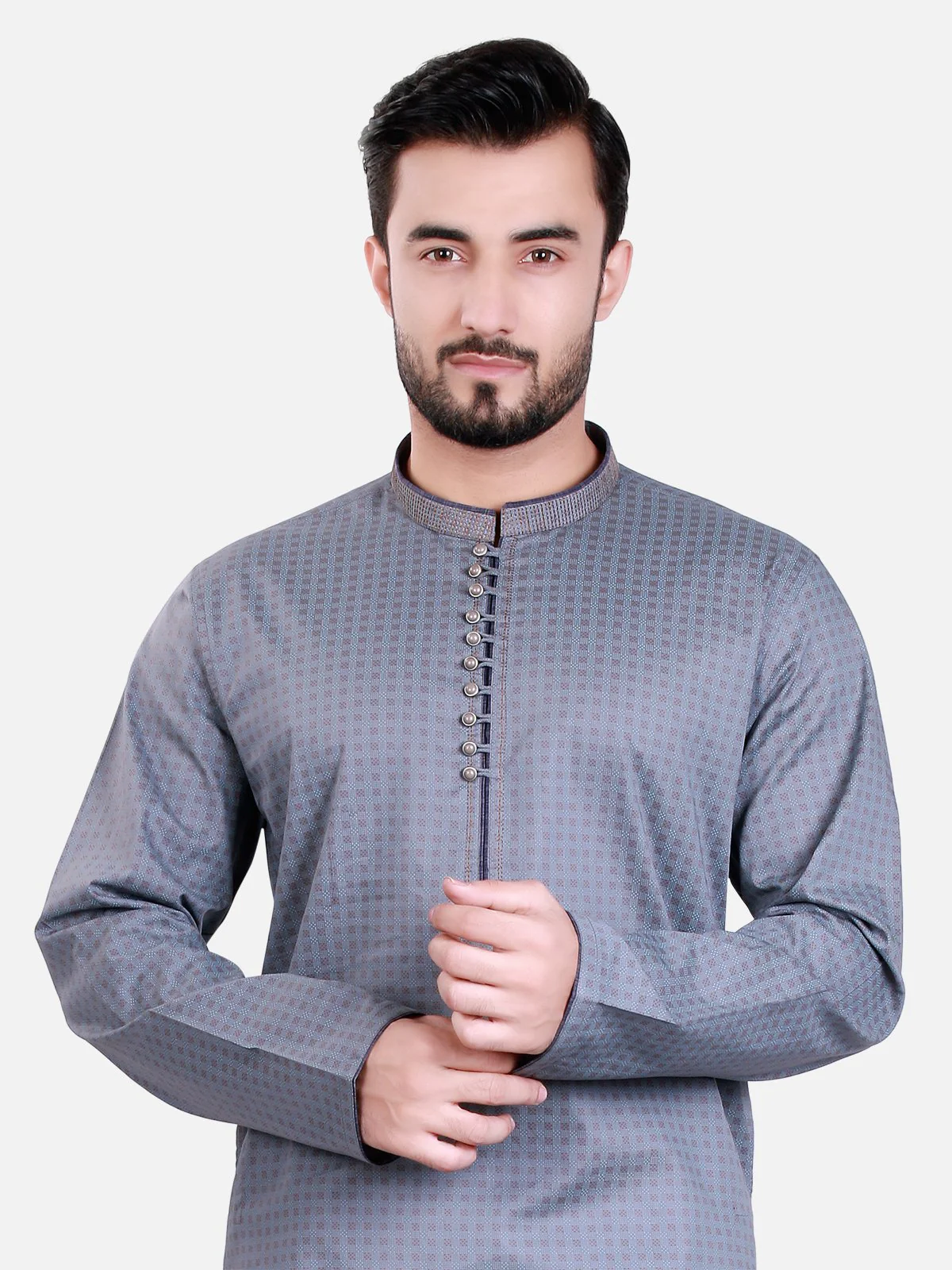 Men's Grey Kurta - EMTK17S-9435 - Image 2