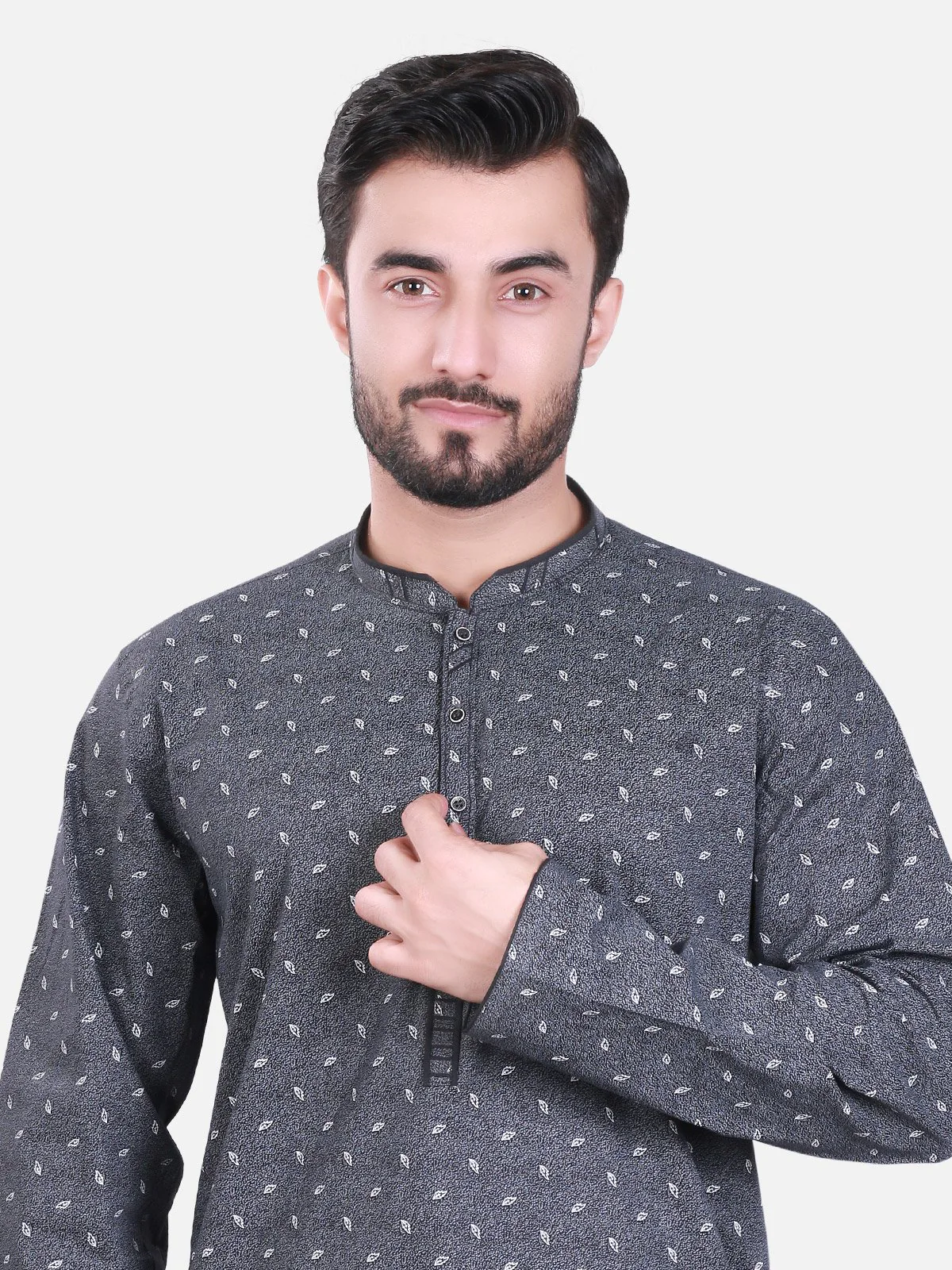 Men's Grey Kurta - EMTK17S-9455 - Image 2