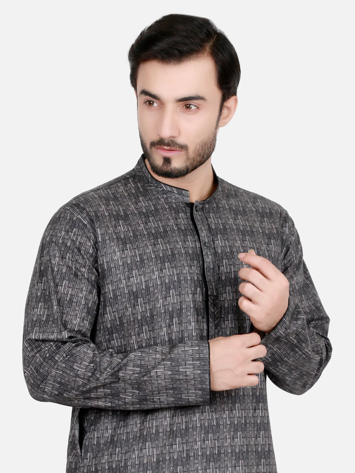 Men's Grey Kurta - EMTK17S-9483 - Image 2