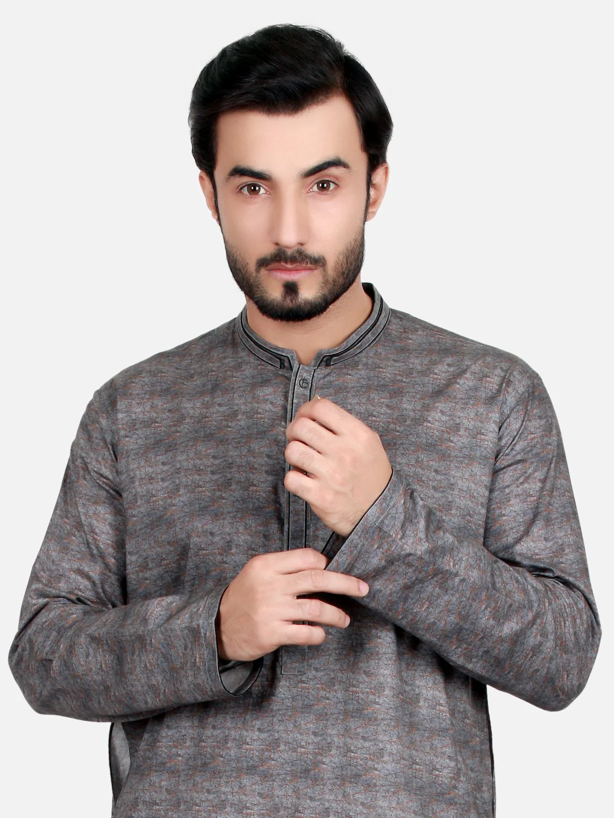 Men's Grey Kurta - EMTK17S-9491 - Image 2