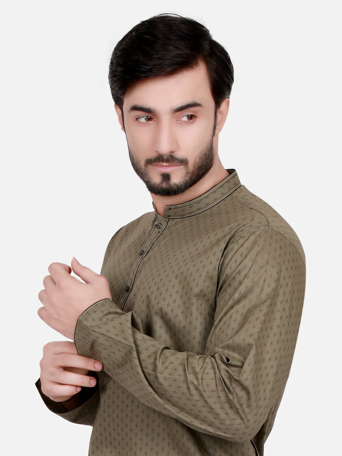 Men's Green Kurta - EMTK17S-9509 - Image 2