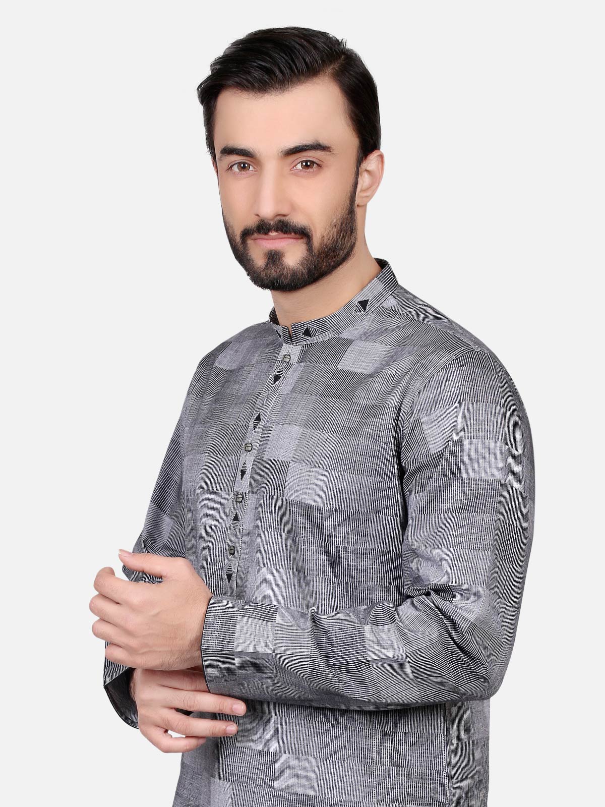 Men's Grey Kurta - EMTK18S-9499 - Image 2