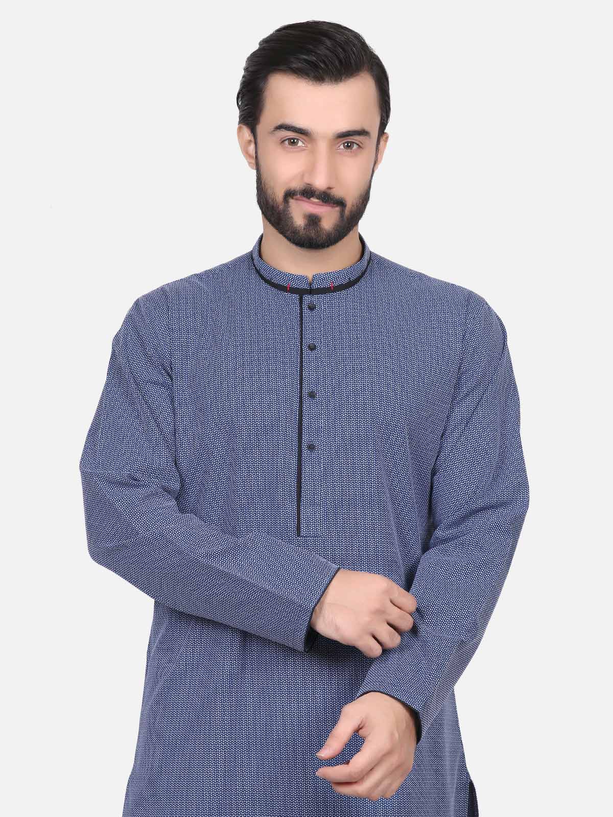 Men's Blue Kurta - EMTK18S-9501 - Image 4