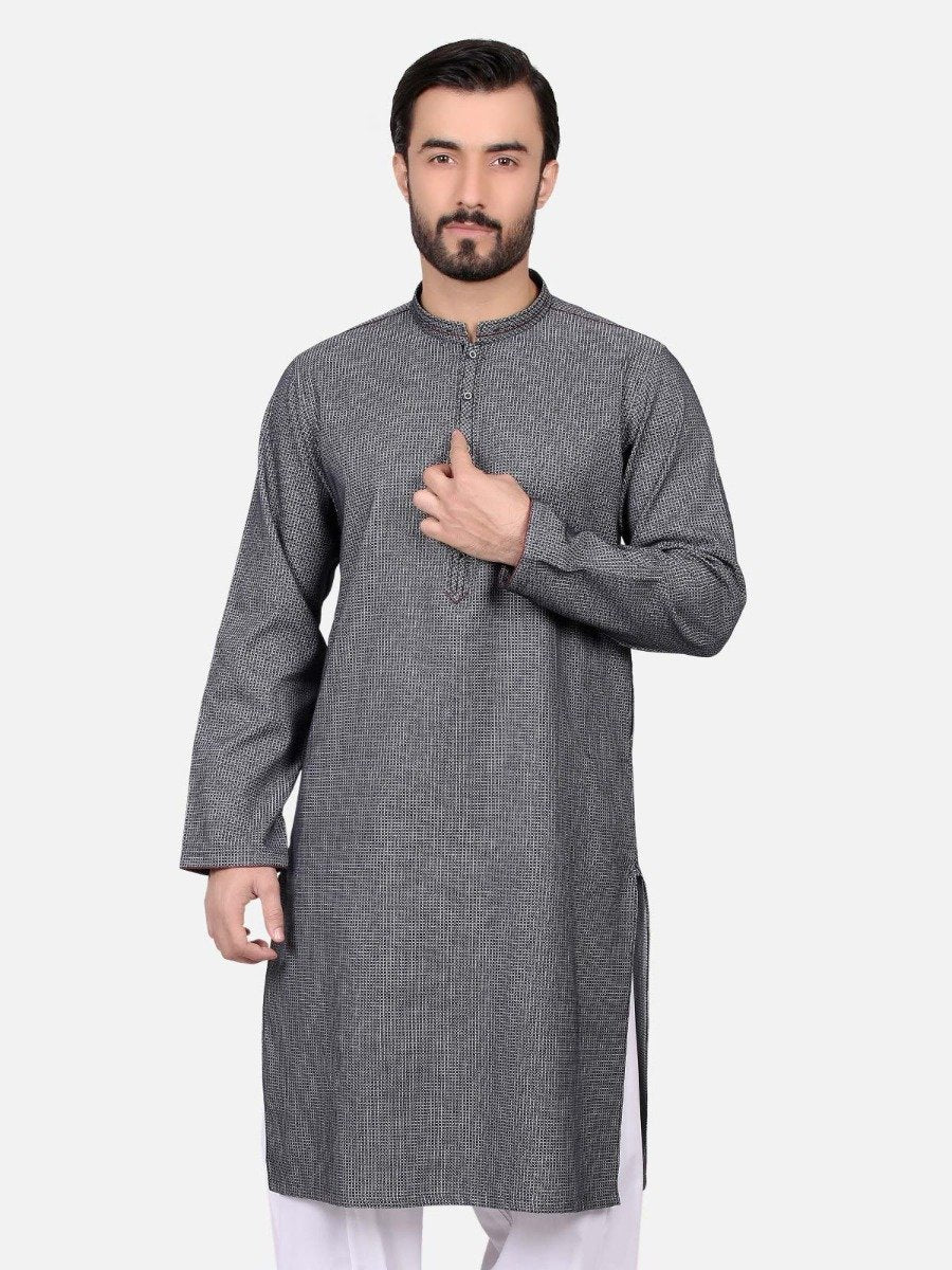 Men's Black Kurta - EMTK18S-9502