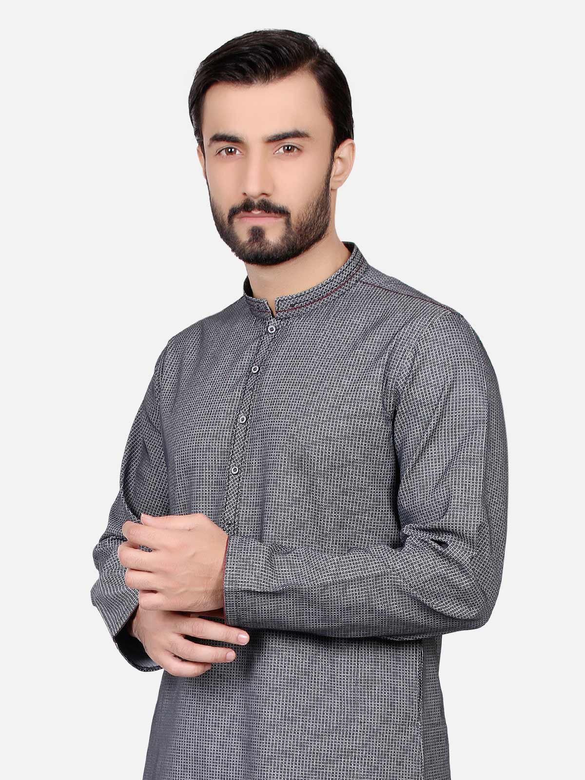 Men's Black Kurta - EMTK18S-9502 - Image 4