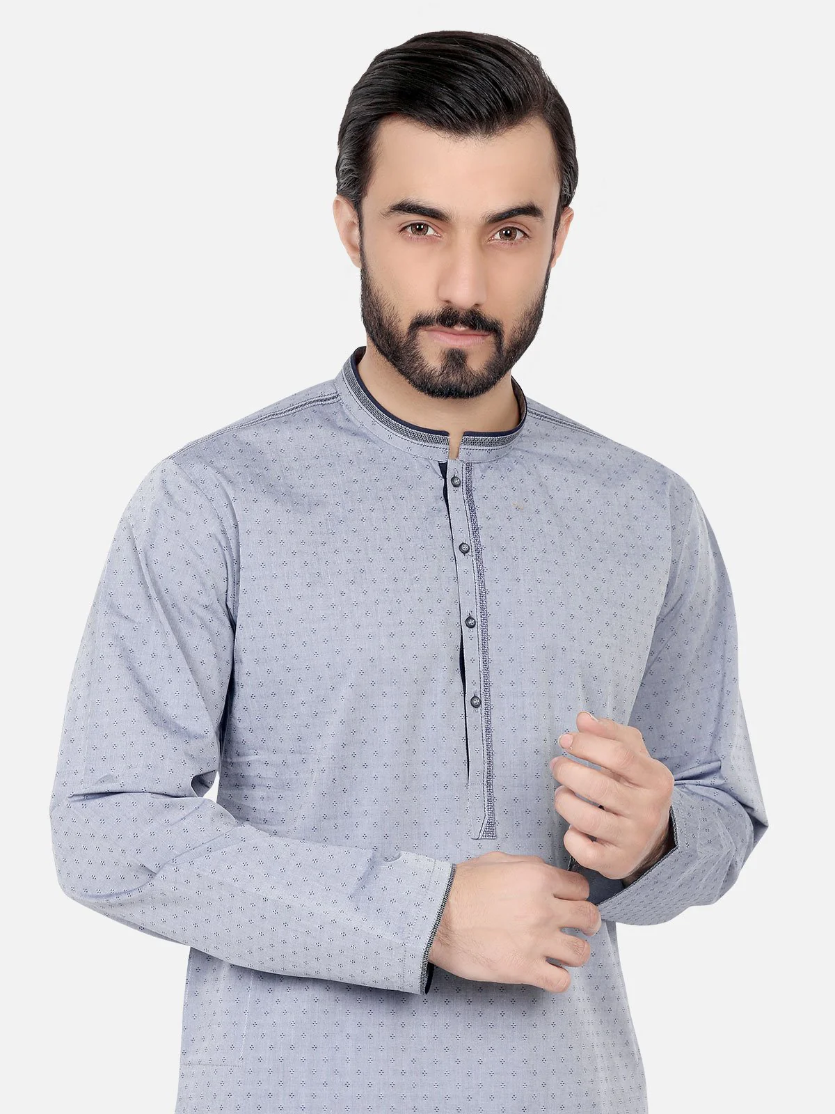 Men's Grey Kurta - EMTK18S-9503 - Image 2