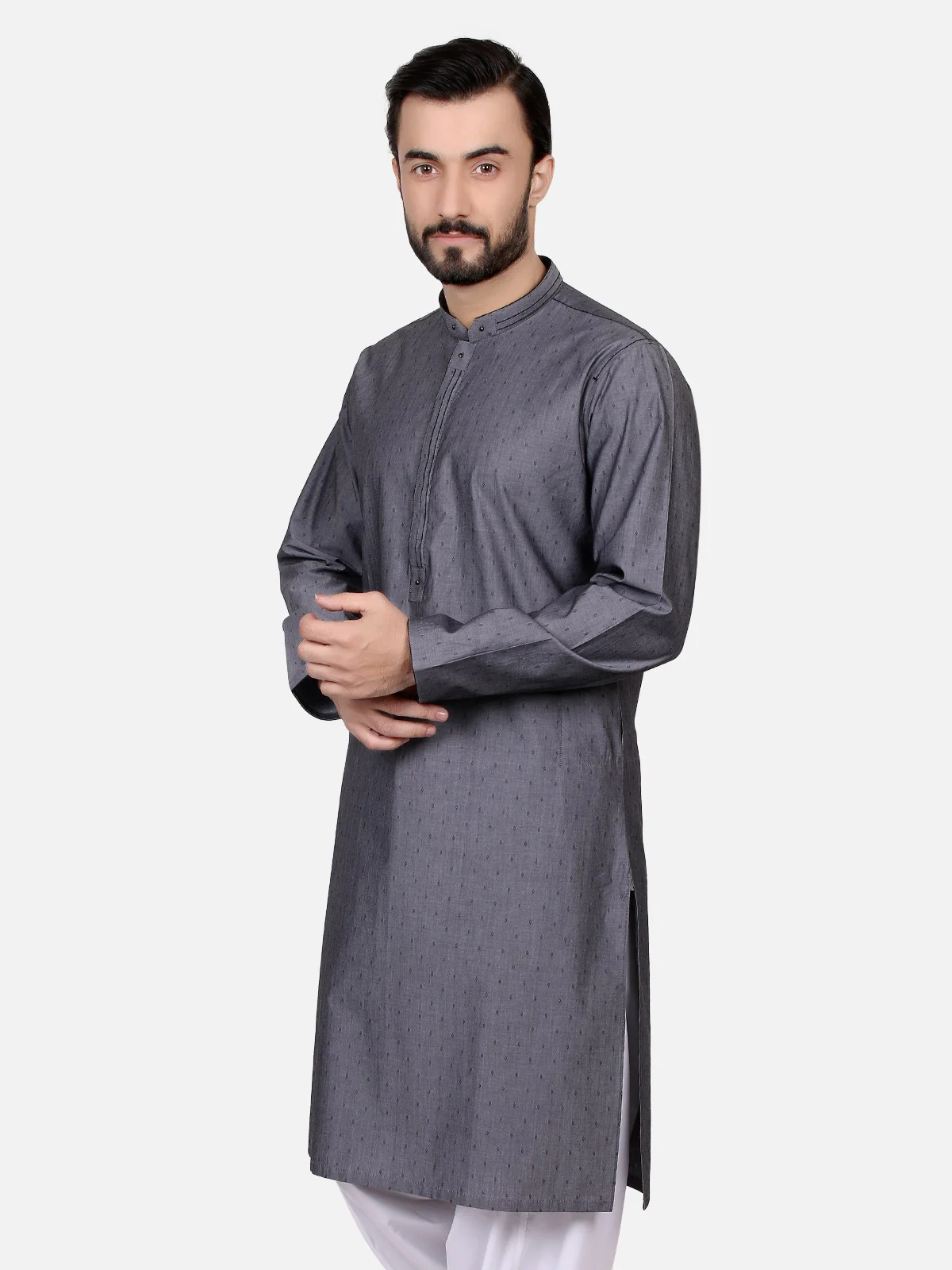 Men's Grey Kurta - EMTK18S-9506 - Image 3
